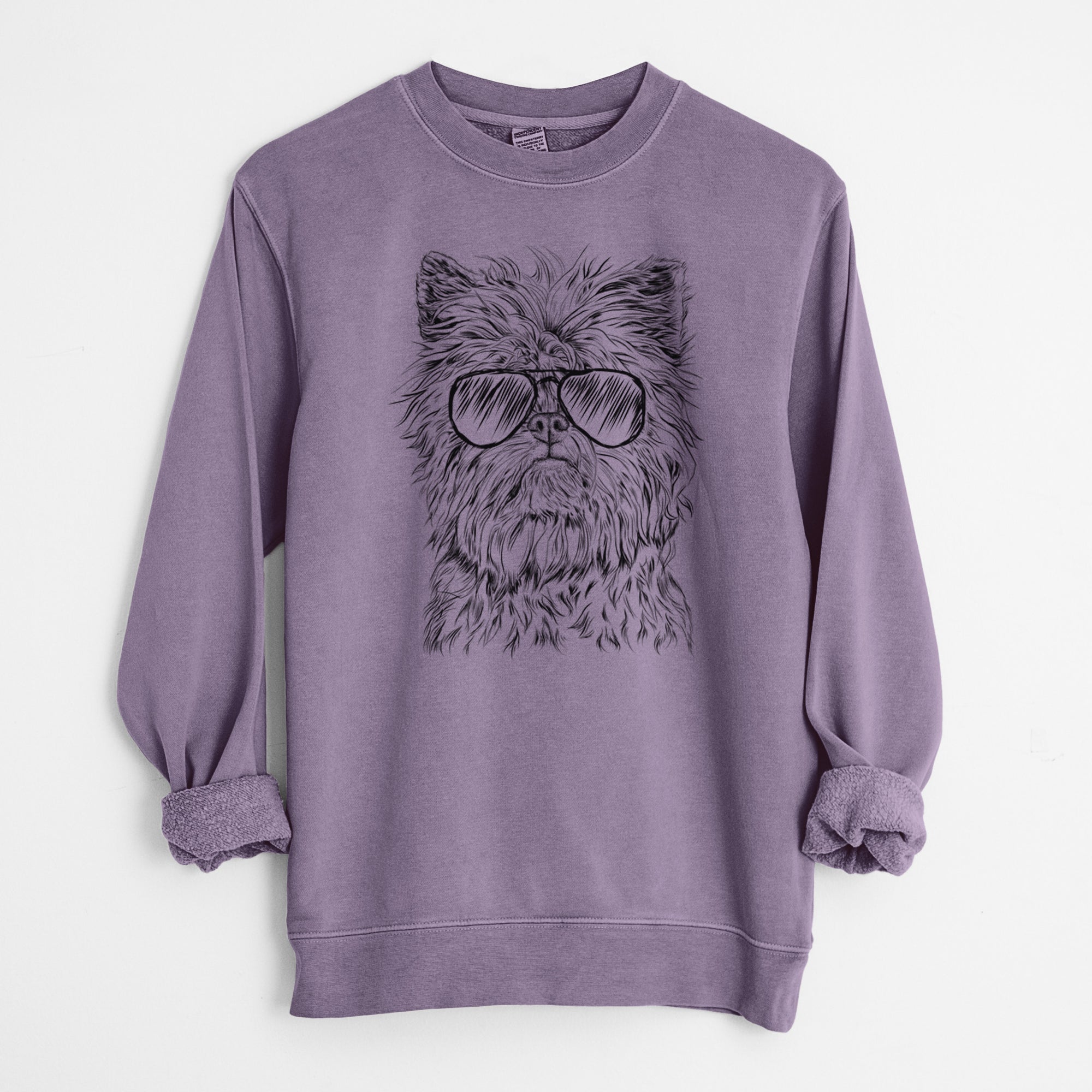 Aviator Alvin the Affenpinscher - Unisex Pigment Dyed Crew Sweatshirt