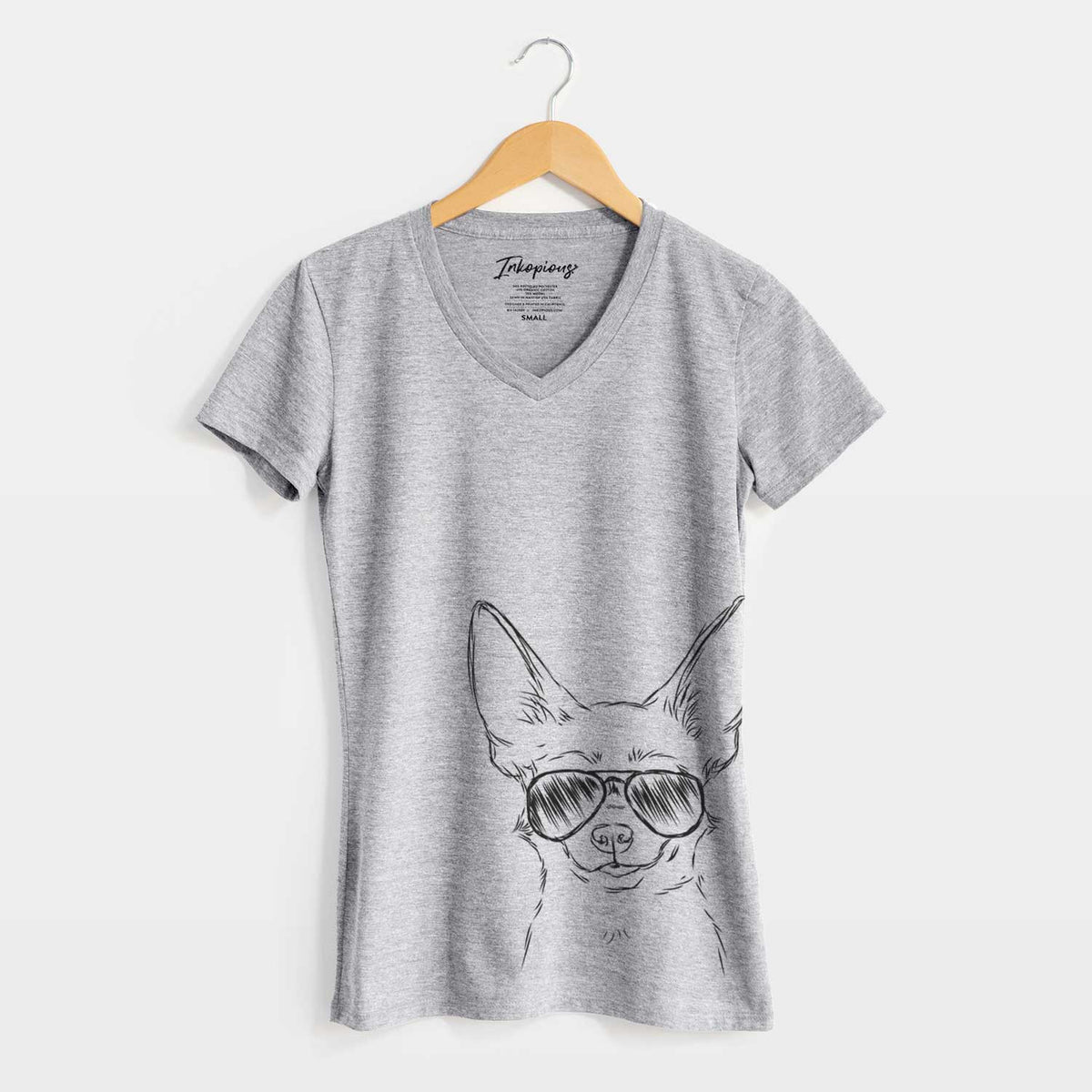 Aviator Amos the Chihuahua - Women&#39;s V-neck Shirt