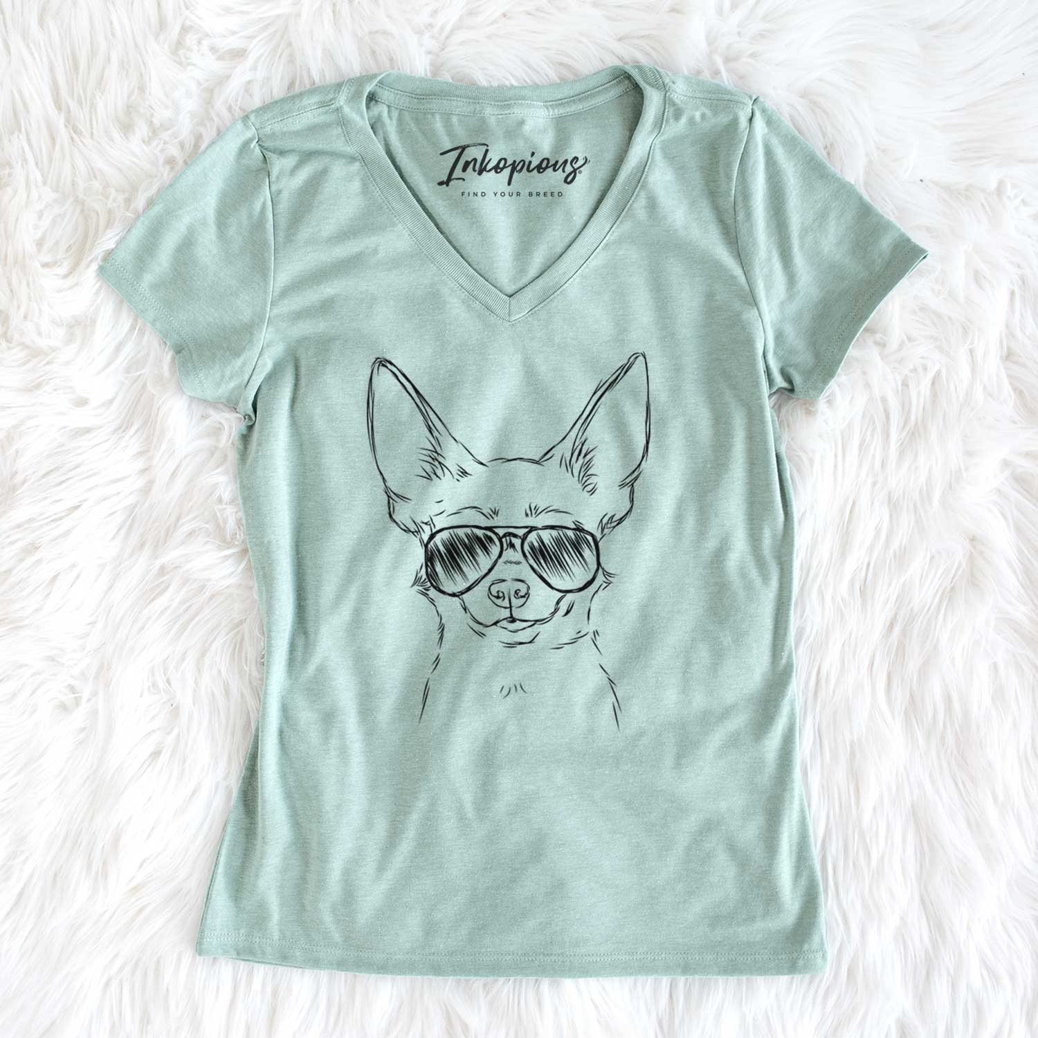 Aviator Amos the Chihuahua - Women's V-neck Shirt