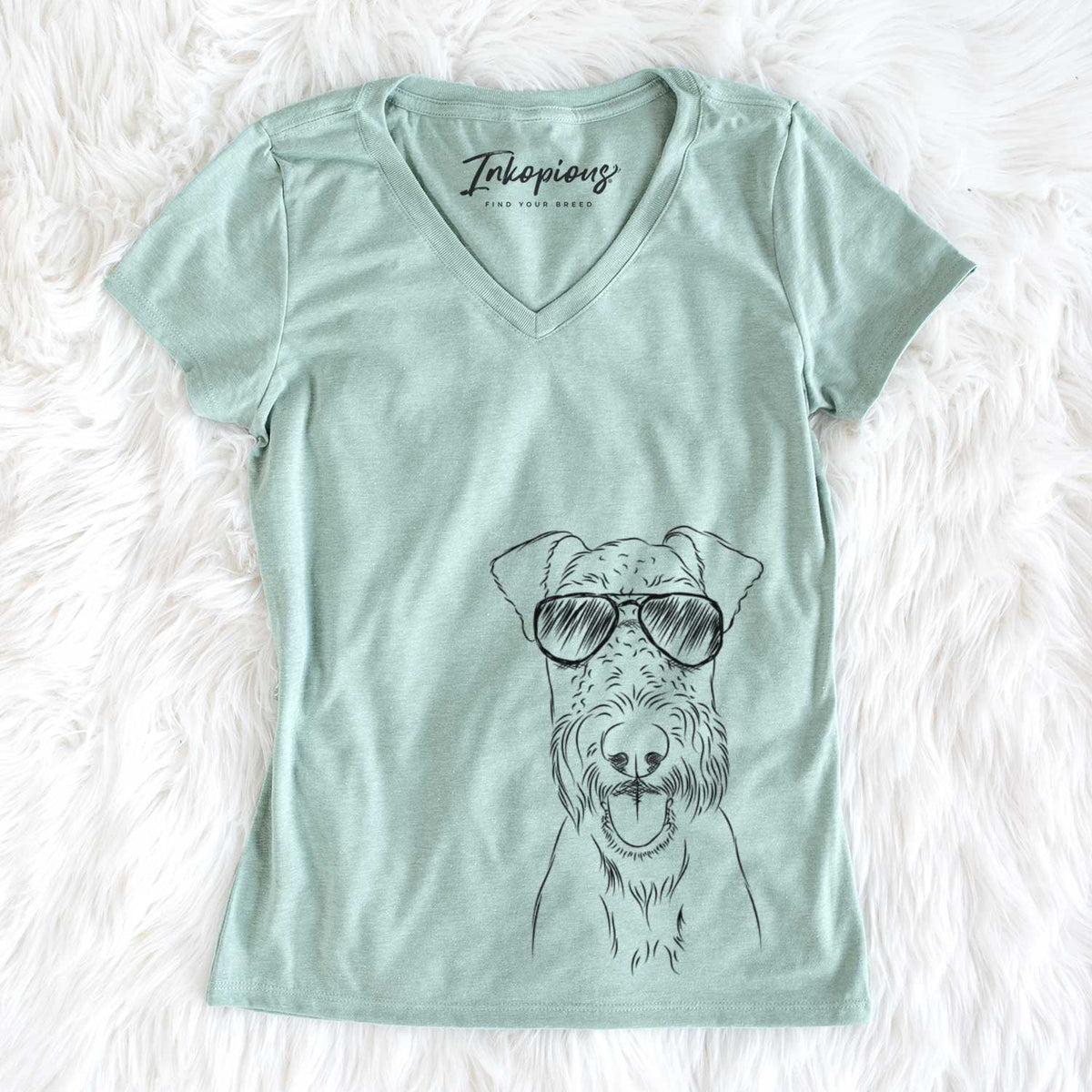 Aviator Andy the Airedale Terrier - Women's V-neck Shirt