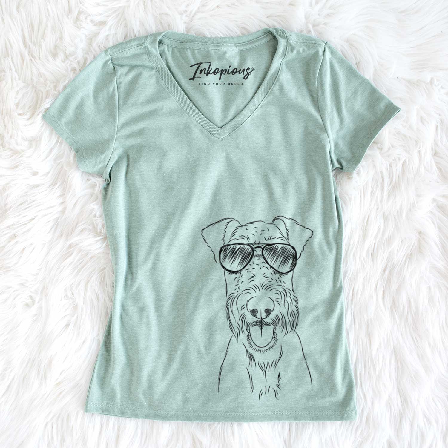 Aviator Andy the Airedale Terrier - Women's V-neck Shirt