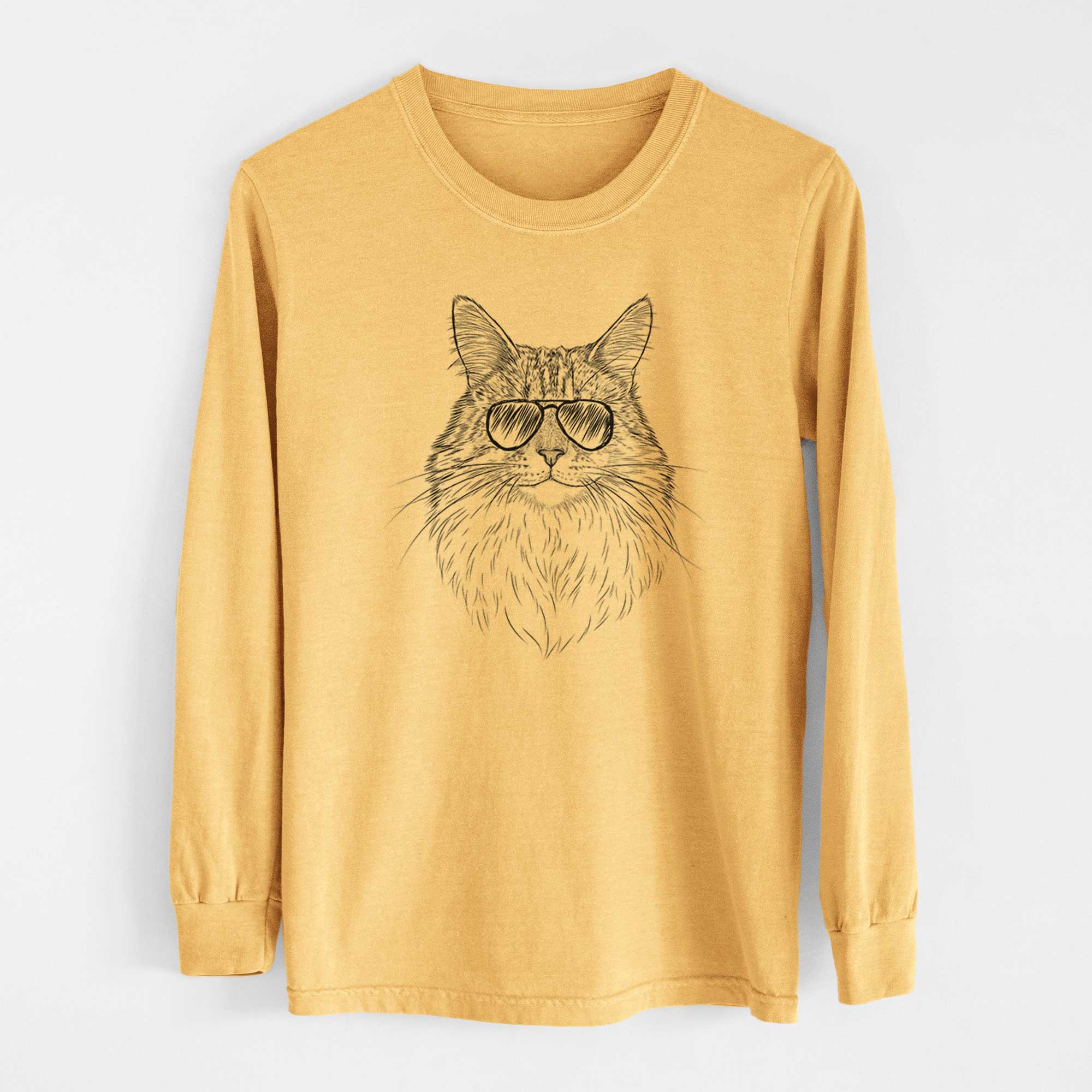 Aviators Angel the Maine Coon Cat - Heavyweight 100% Cotton Long Sleeve