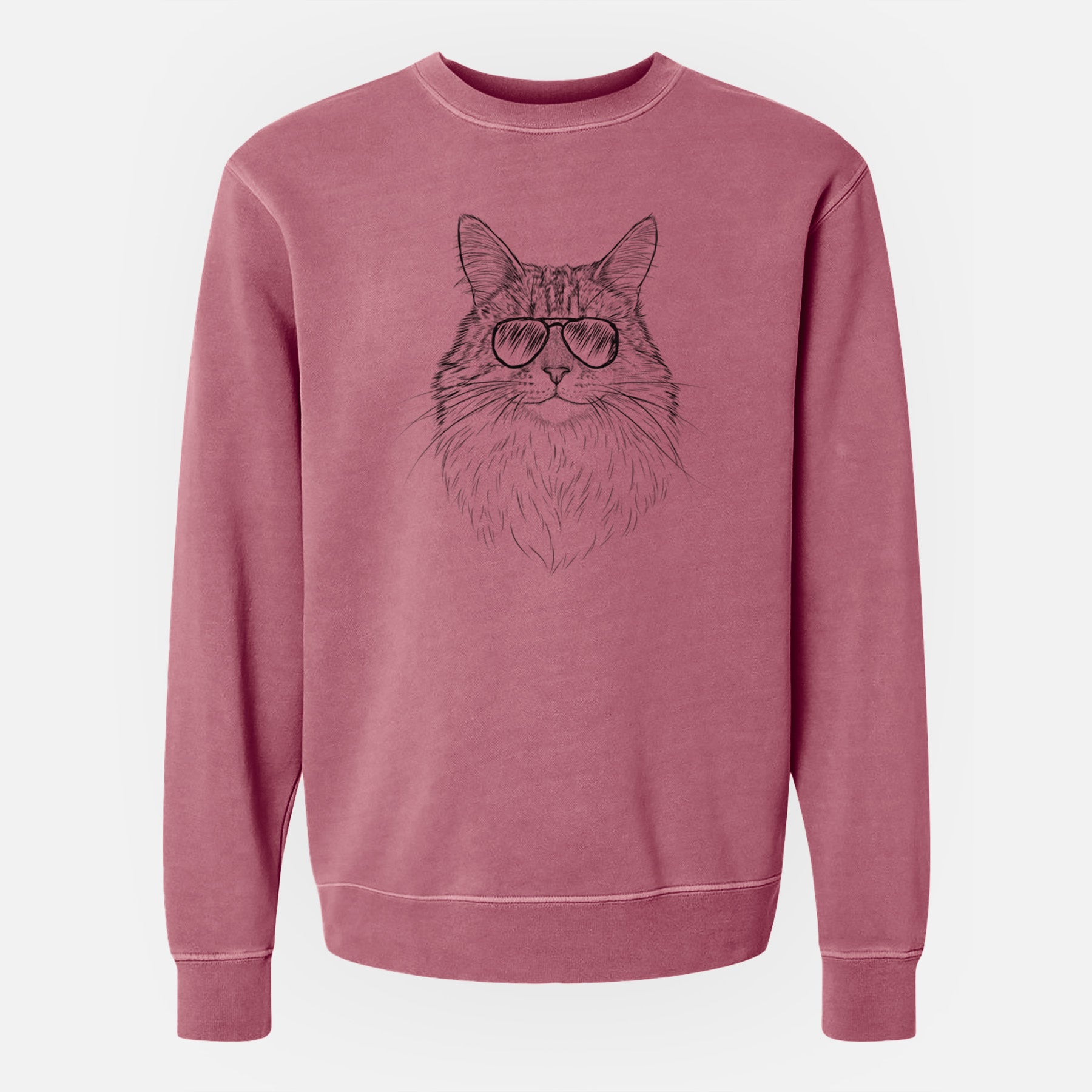 Aviator Angel the Maine Coon Cat - Unisex Pigment Dyed Crew Sweatshirt