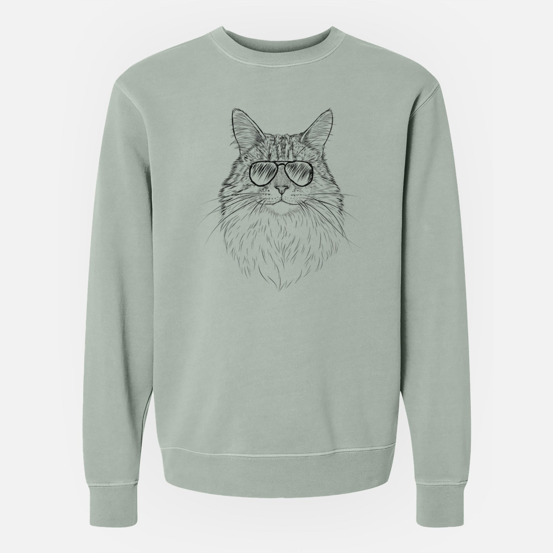 Aviator Angel the Maine Coon Cat - Unisex Pigment Dyed Crew Sweatshirt