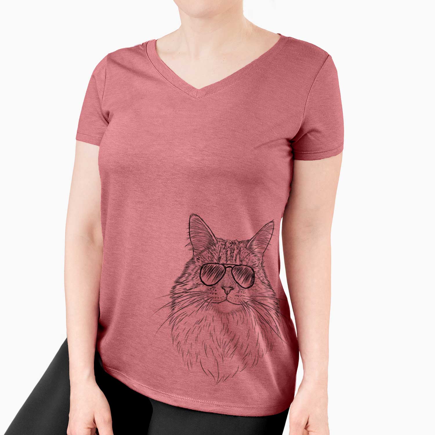 Aviator Angel the Maine Coon Cat - Women's V-neck Shirt