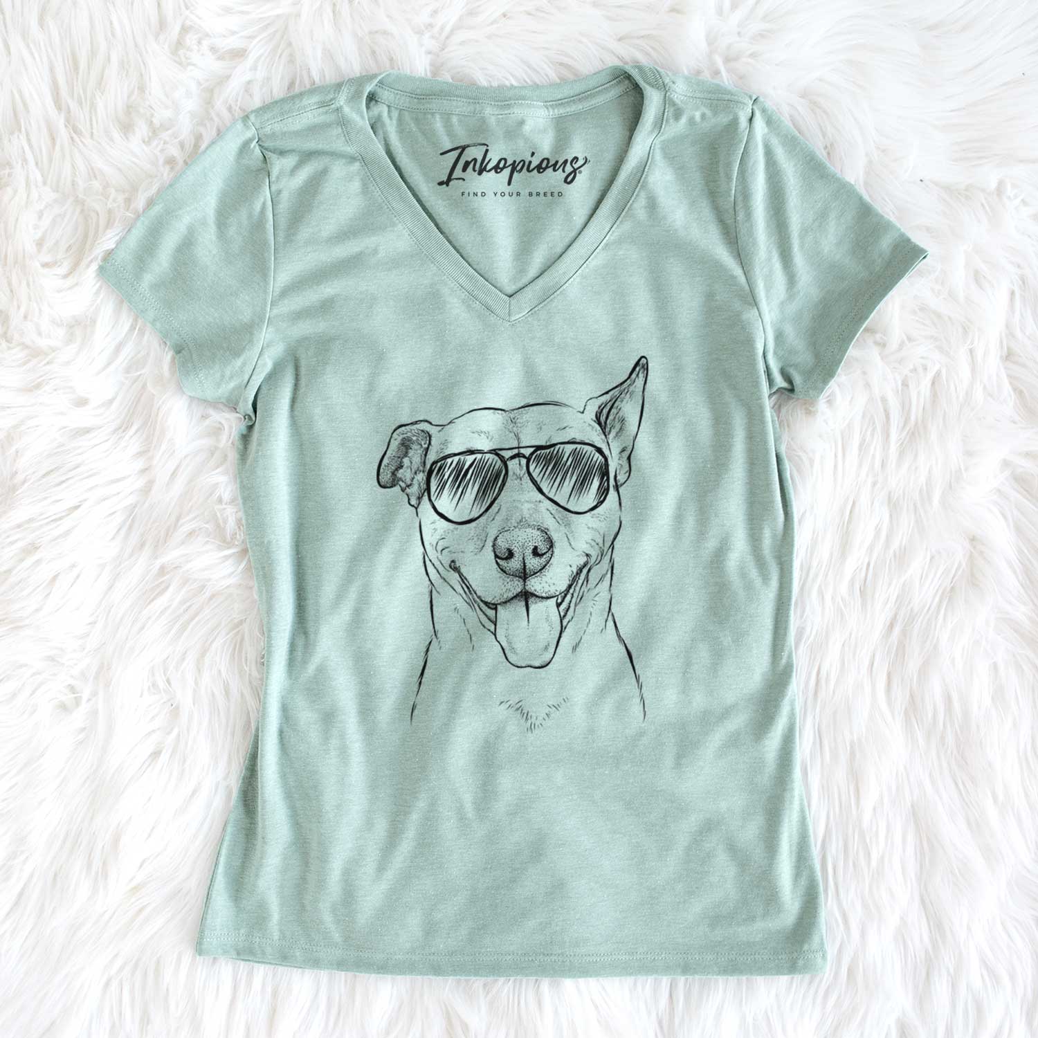 Aviator Annie Belle the Pitbull Mix - Women's V-neck Shirt