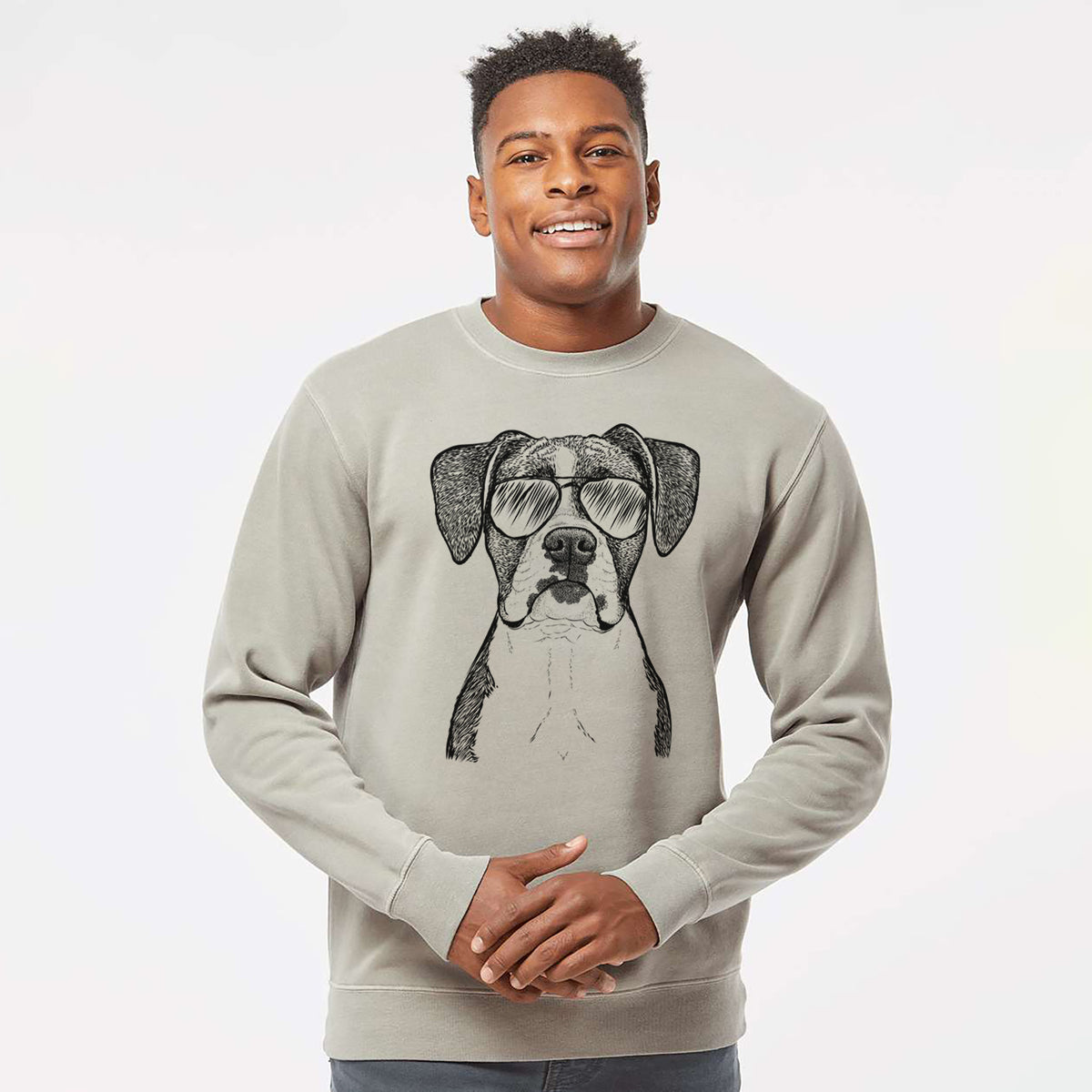 Aviator Annie the Boxer - Unisex Pigment Dyed Crew Sweatshirt