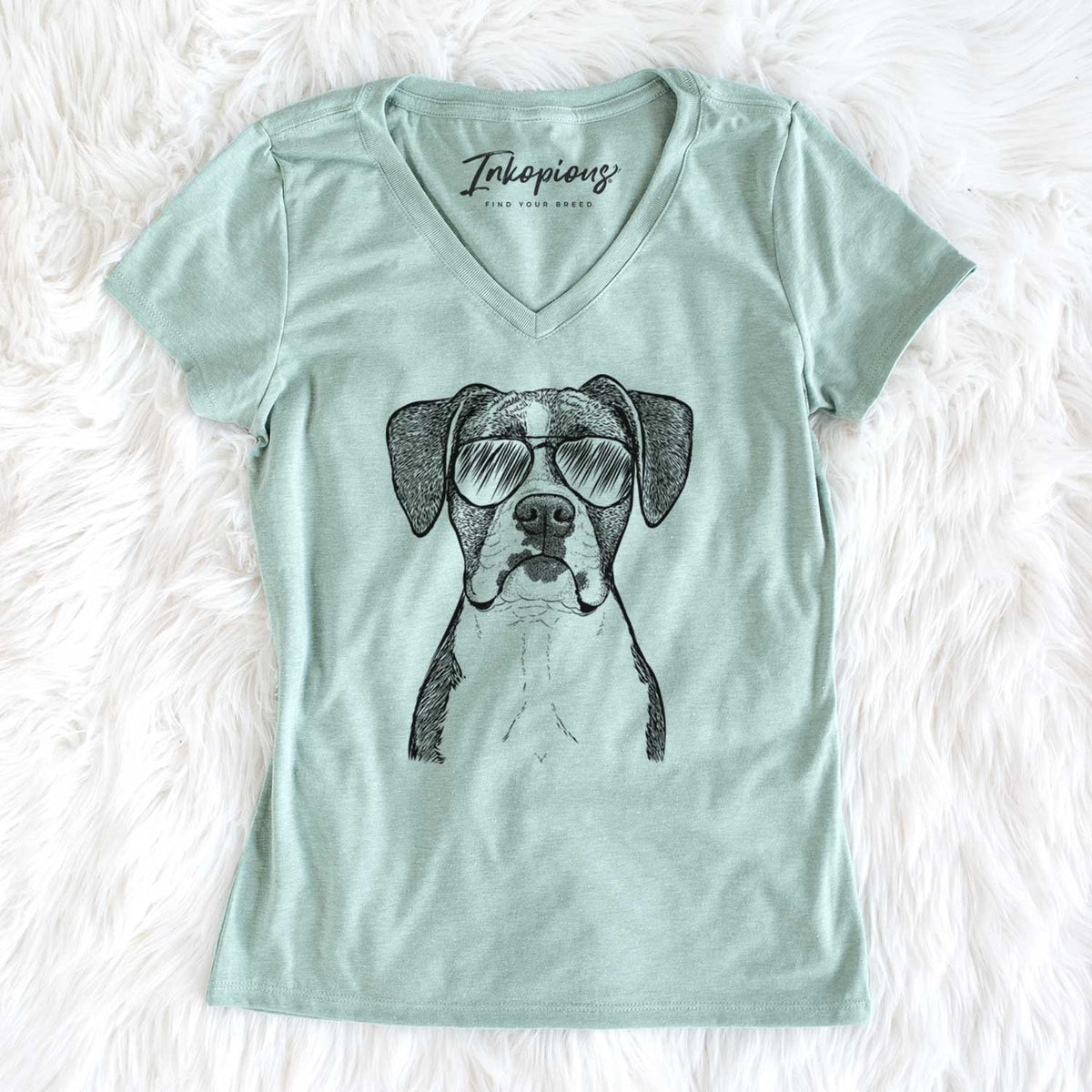 Aviator Annie the Boxer - Women's V-neck Shirt