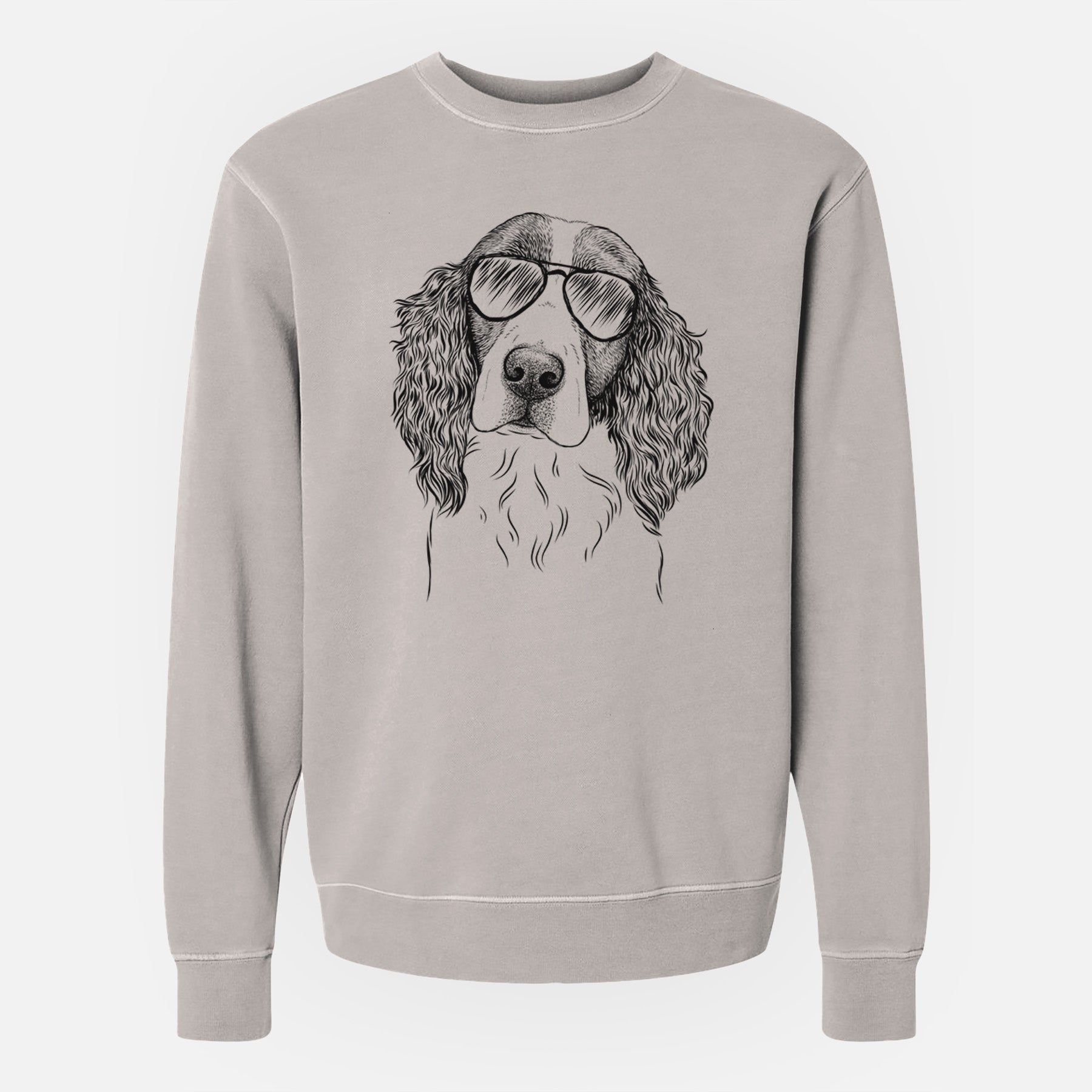 Aviator Annie the English Springer Spaniel - Unisex Pigment Dyed Crew Sweatshirt