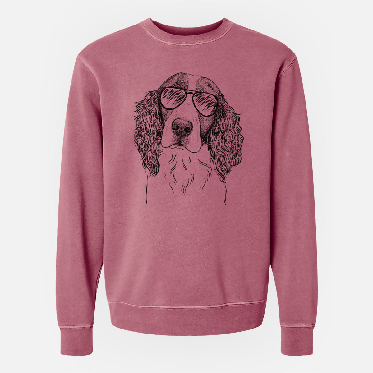 Aviator Annie the English Springer Spaniel - Unisex Pigment Dyed Crew Sweatshirt