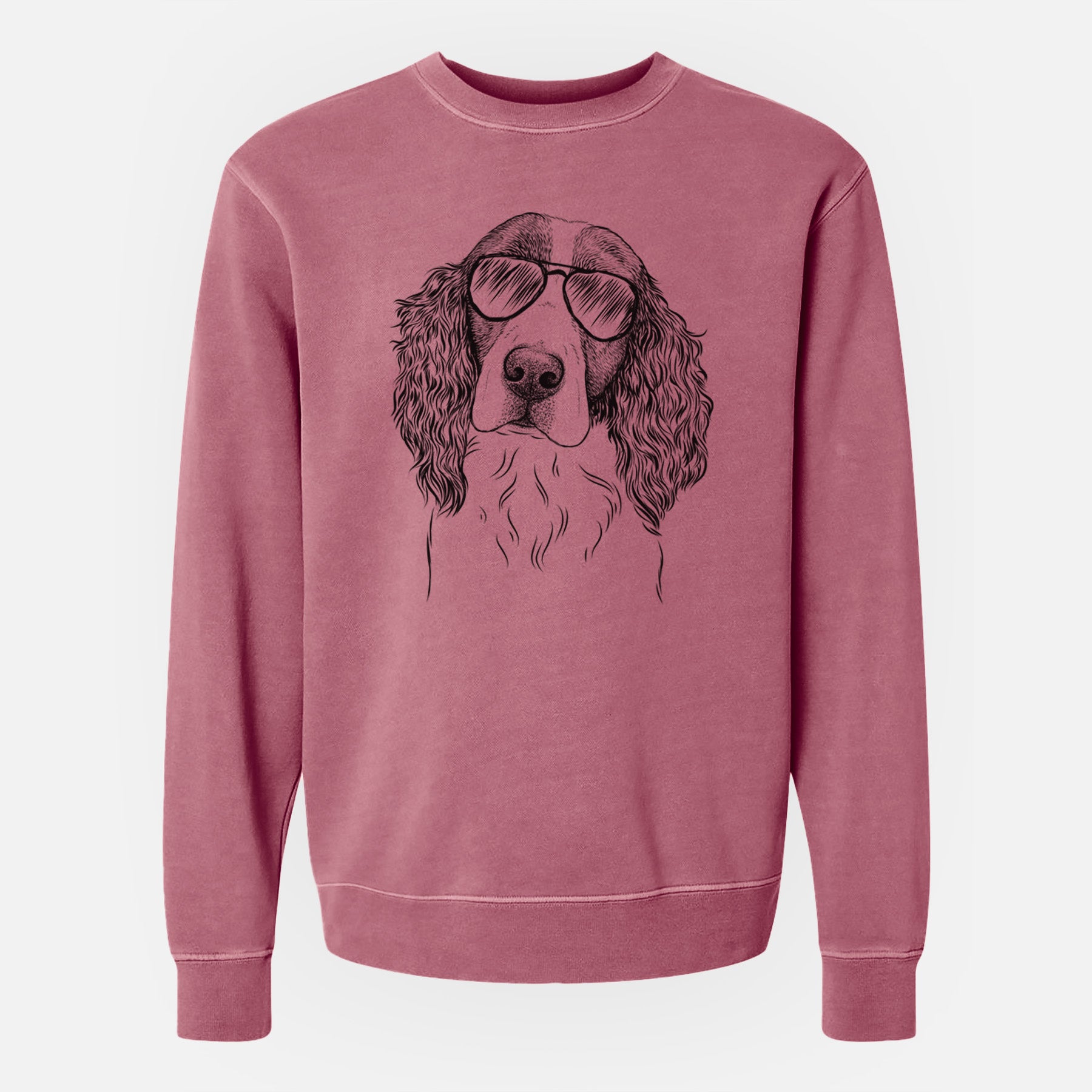 Aviator Annie the English Springer Spaniel - Unisex Pigment Dyed Crew Sweatshirt