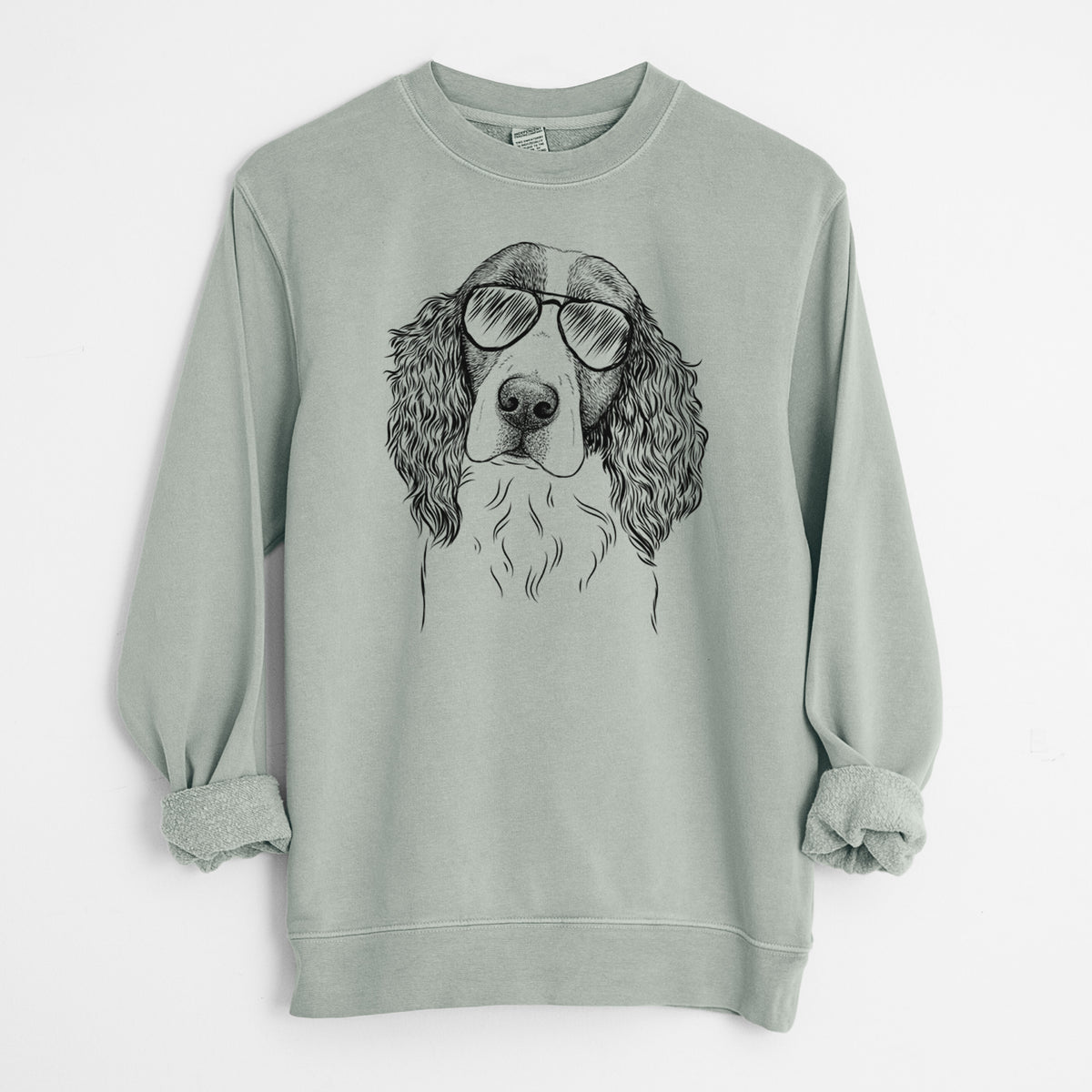Aviator Annie the English Springer Spaniel - Unisex Pigment Dyed Crew Sweatshirt