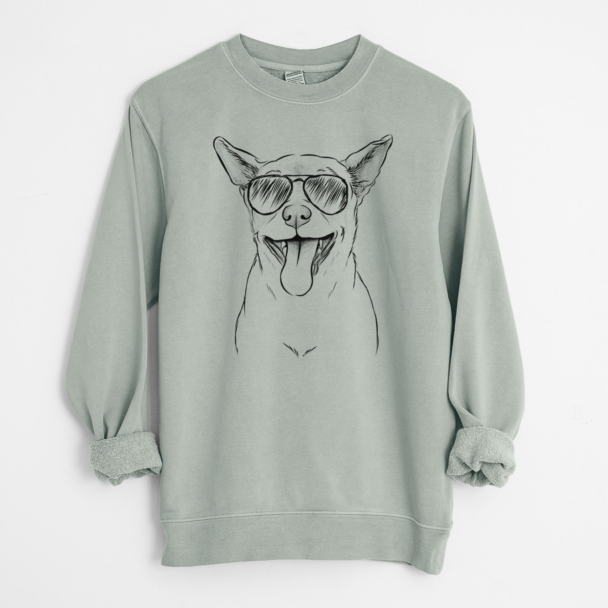 Aviator Archie the Chihuahua Mix - Unisex Pigment Dyed Crew Sweatshirt