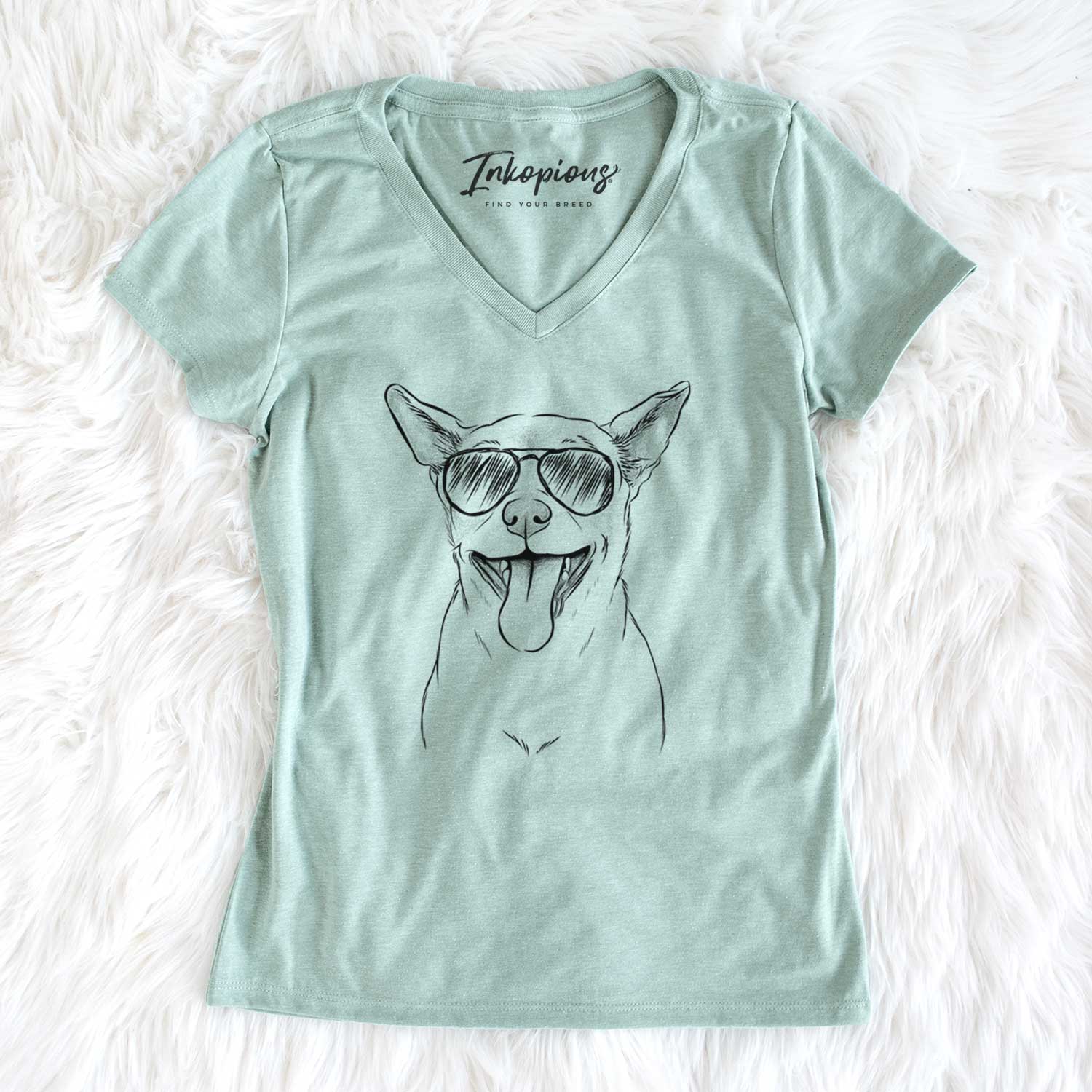 Aviator Archie the Chihuahua Mix - Women's V-neck Shirt