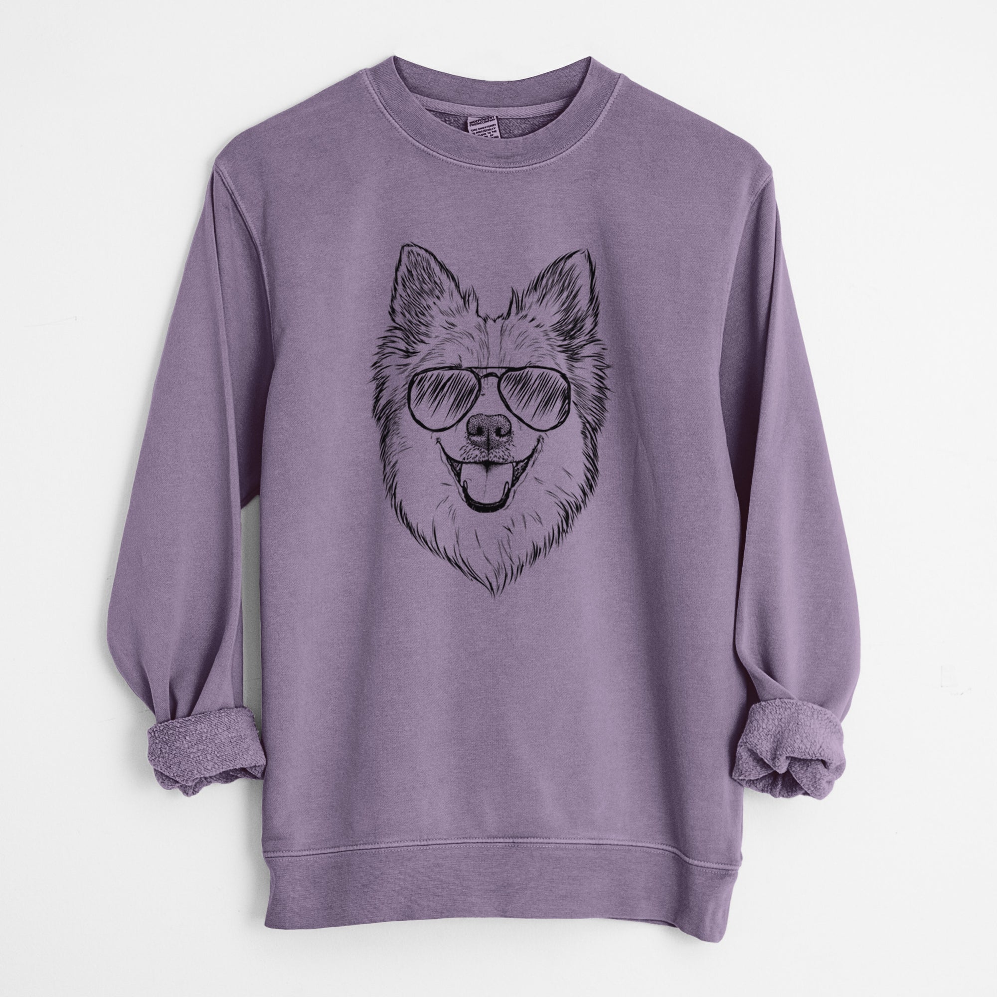 Aviator Ari the Icelandic Sheepdog - Unisex Pigment Dyed Crew Sweatshirt