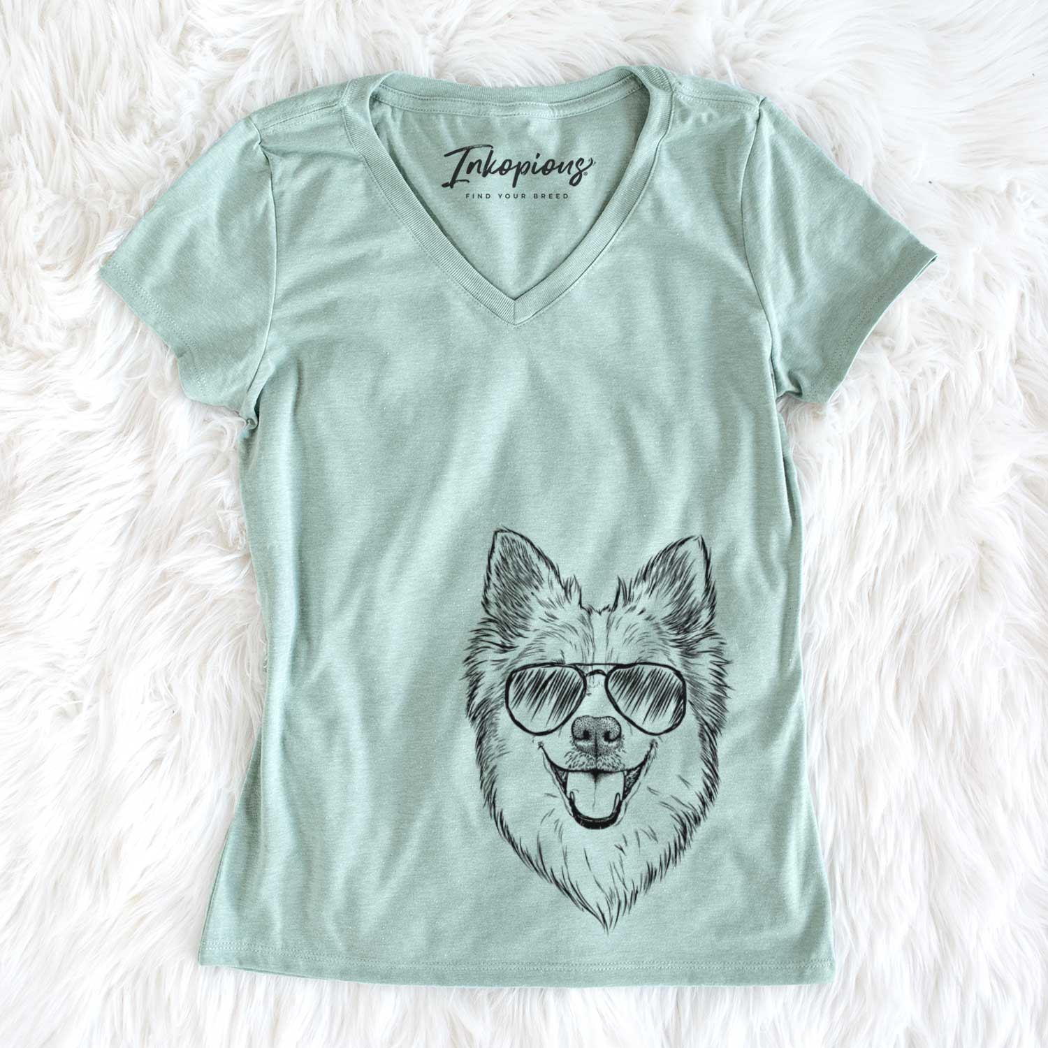 Aviator Ari the Icelandic Sheepdog - Women's V-neck Shirt