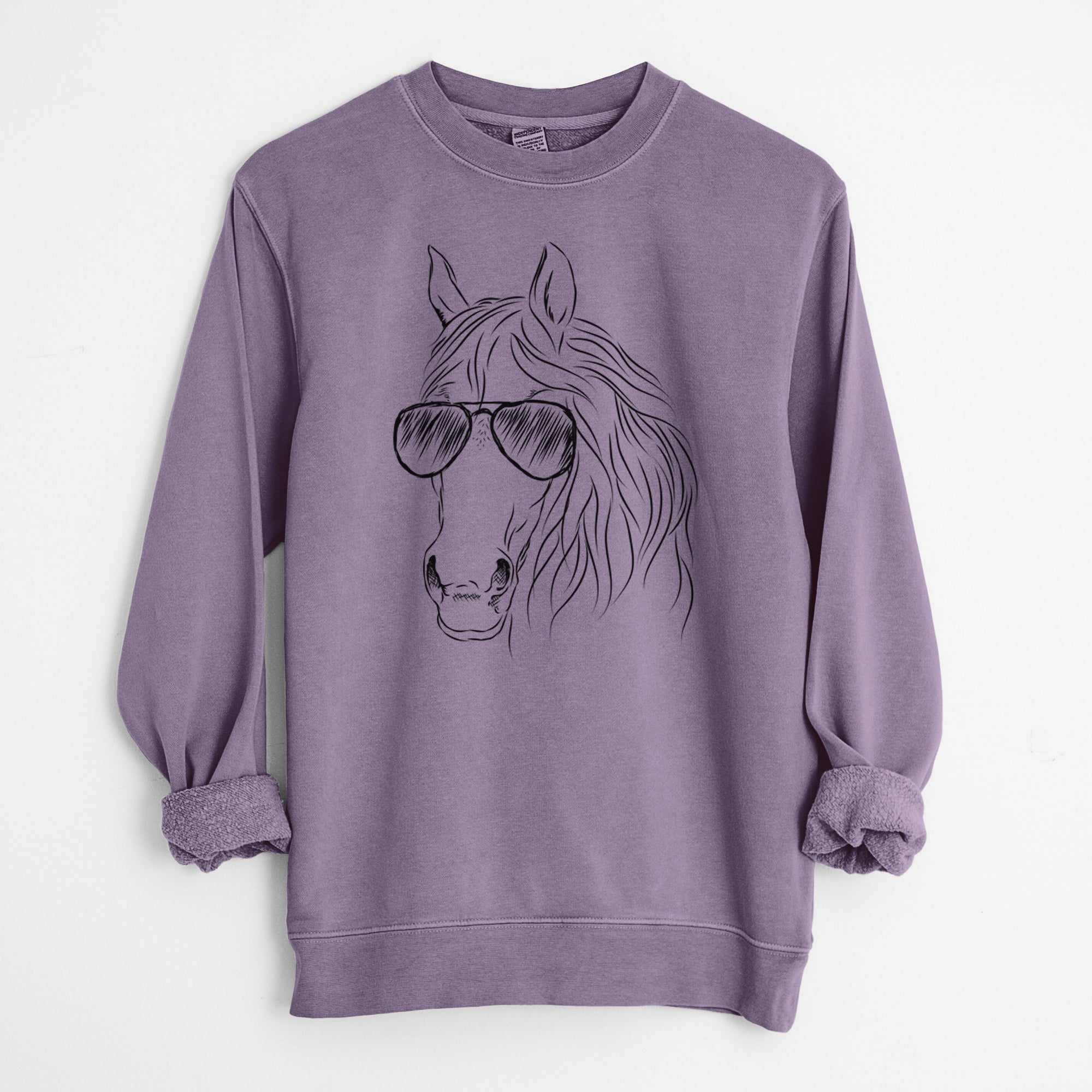 Aviator Aria the Horse - Unisex Pigment Dyed Crew Sweatshirt