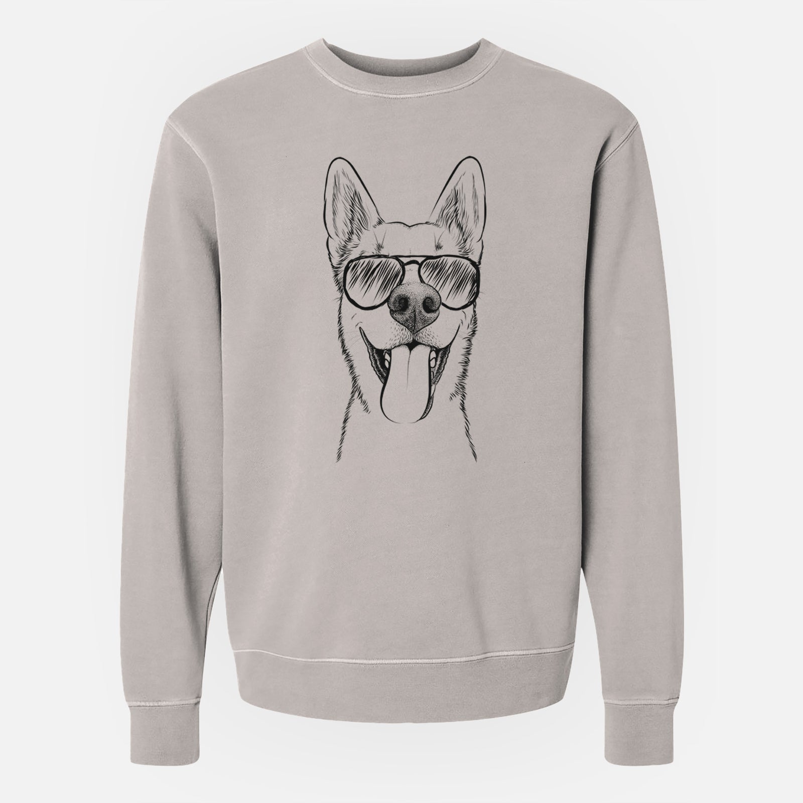 Aviator Arlo the Husky Shepherd Mix - Unisex Pigment Dyed Crew Sweatshirt