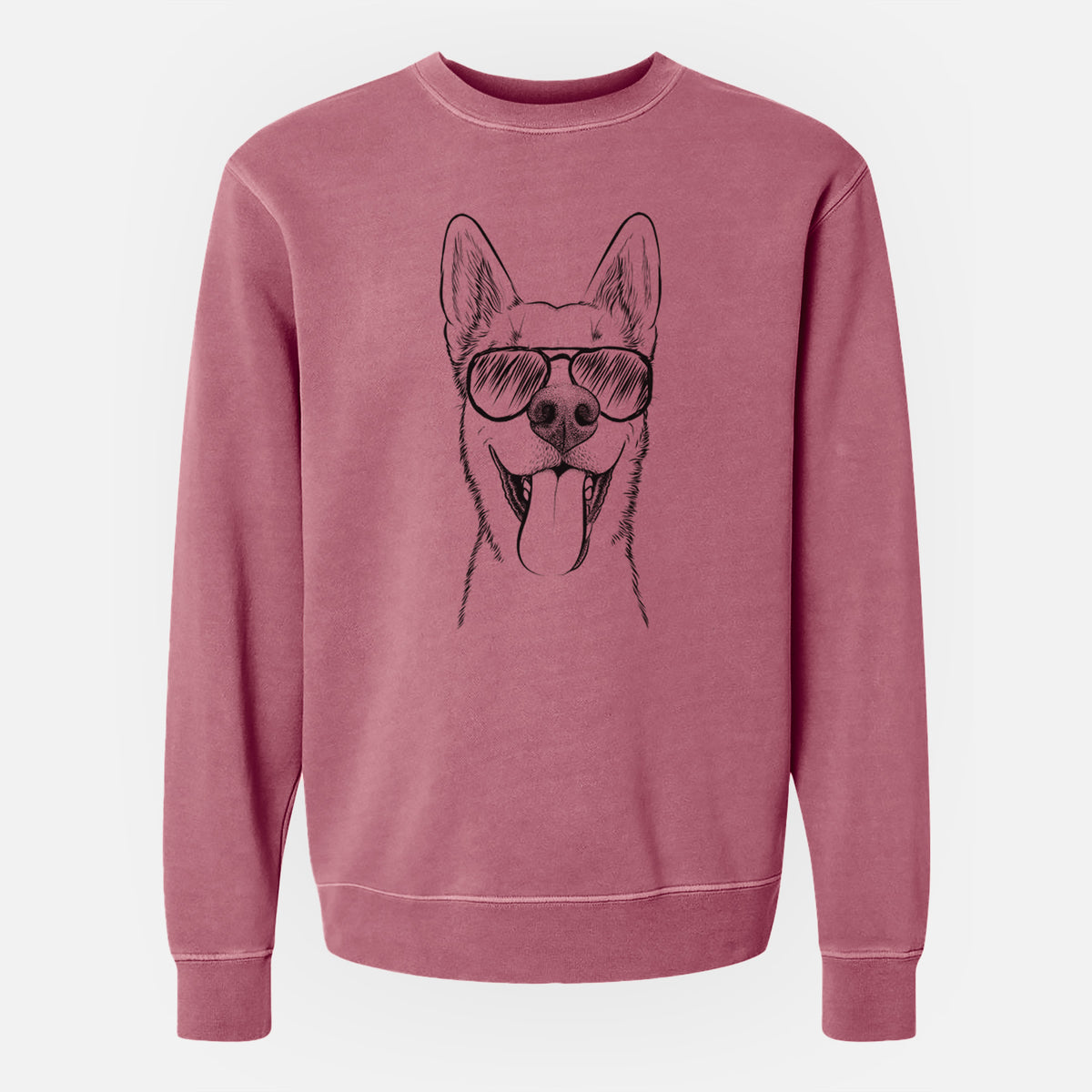 Aviator Arlo the Husky Shepherd Mix - Unisex Pigment Dyed Crew Sweatshirt