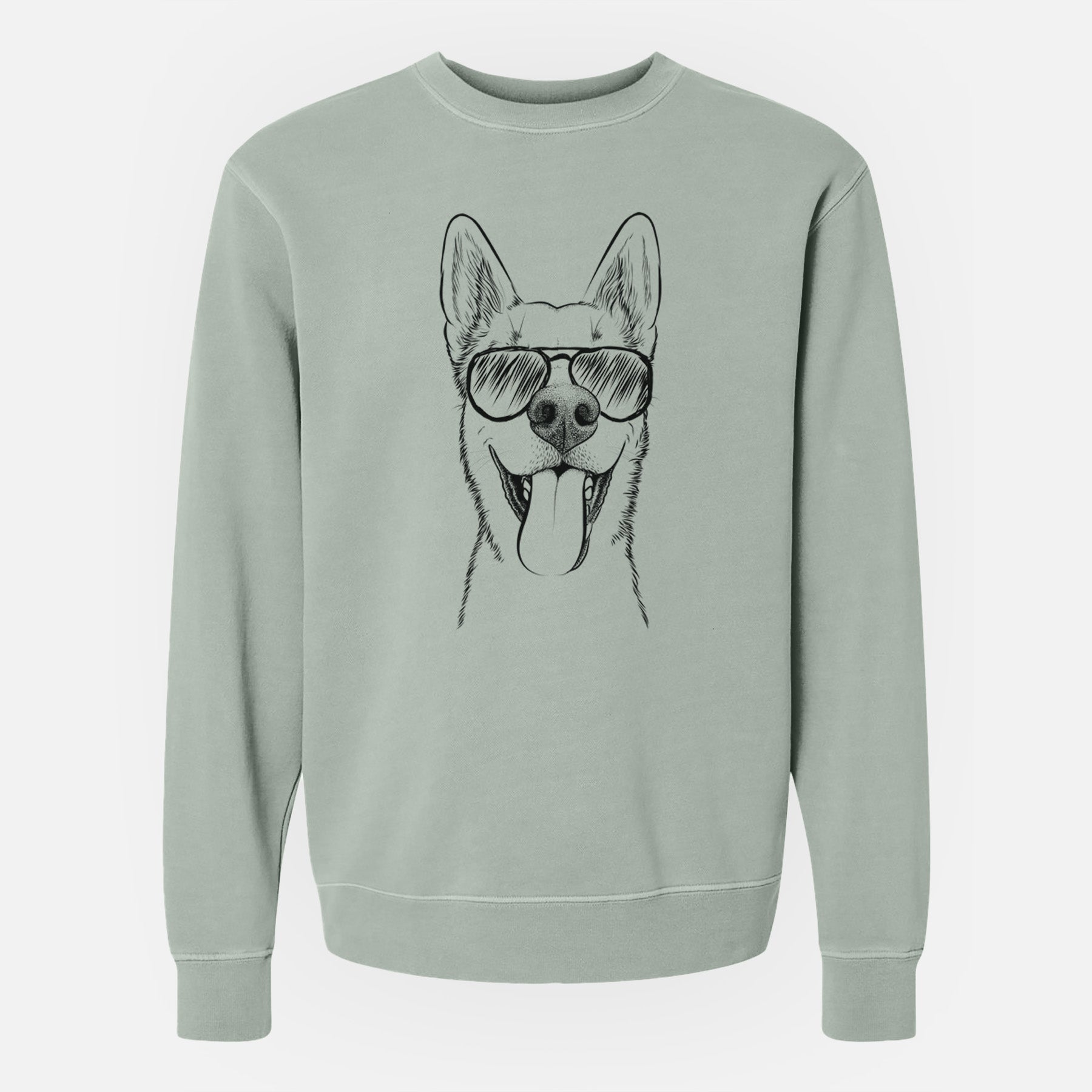 Aviator Arlo the Husky Shepherd Mix - Unisex Pigment Dyed Crew Sweatshirt