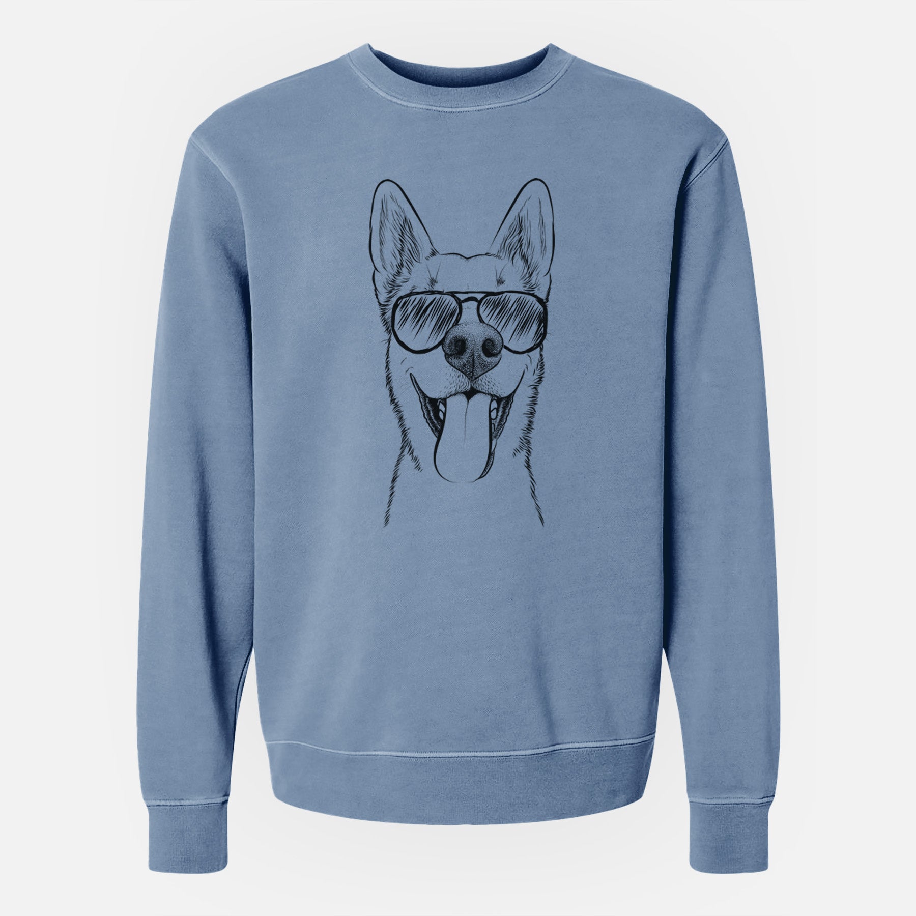 Aviator Arlo the Husky Shepherd Mix - Unisex Pigment Dyed Crew Sweatshirt
