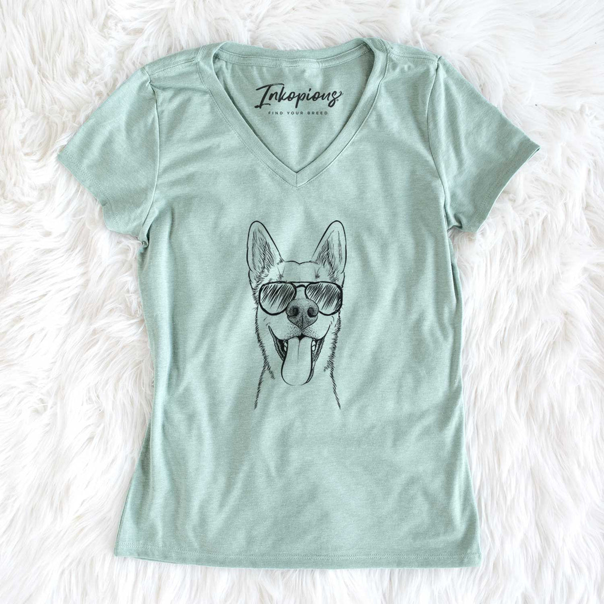 Aviator Arlo the Husky Shepherd Mix - Women's V-neck Shirt