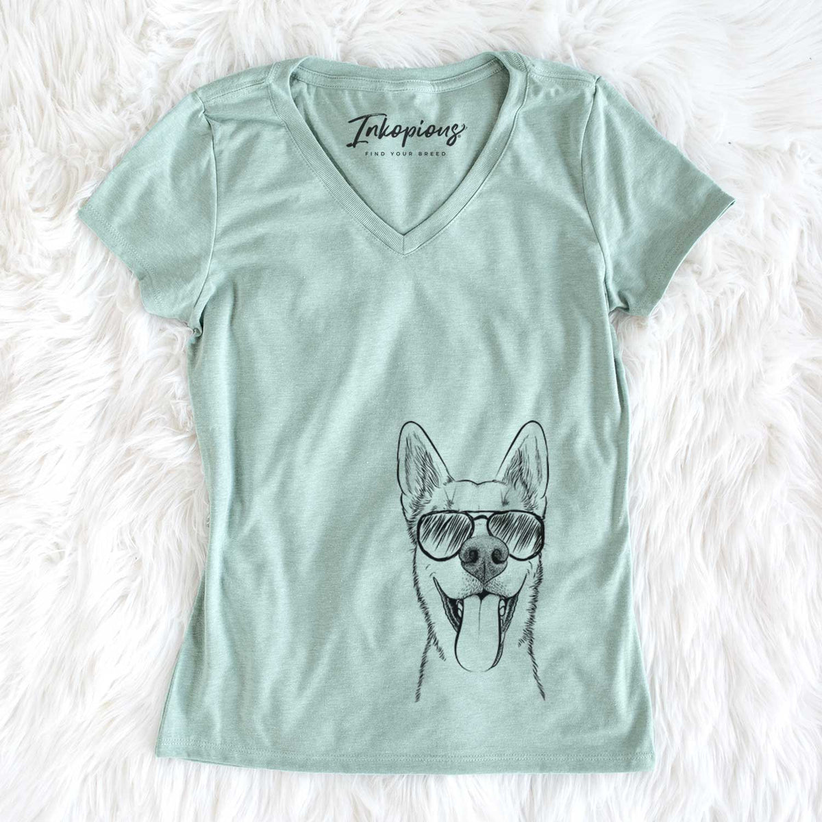 Aviator Arlo the Husky Shepherd Mix - Women's V-neck Shirt
