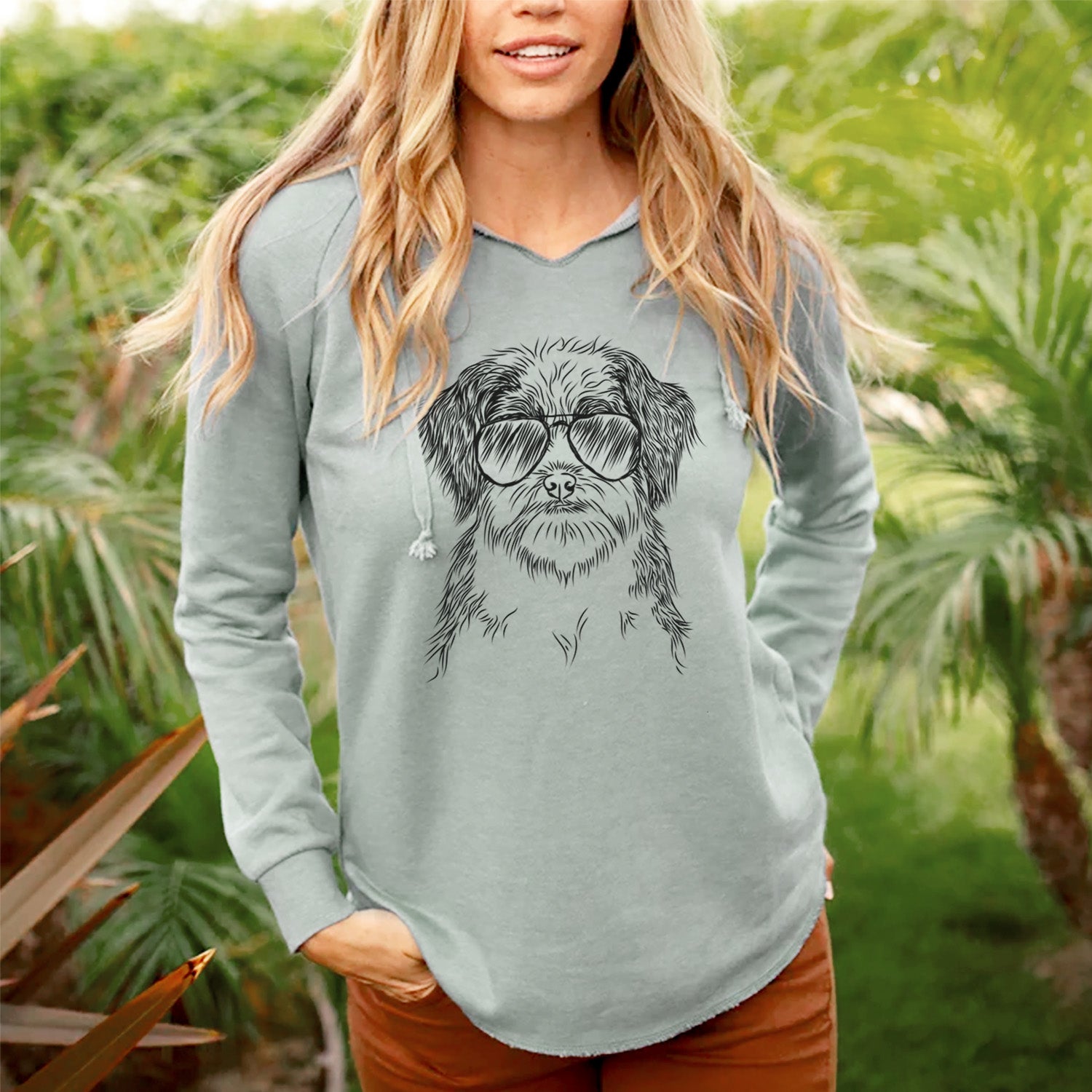 Aviator Asa the Havanese - Cali Wave Hooded Sweatshirt