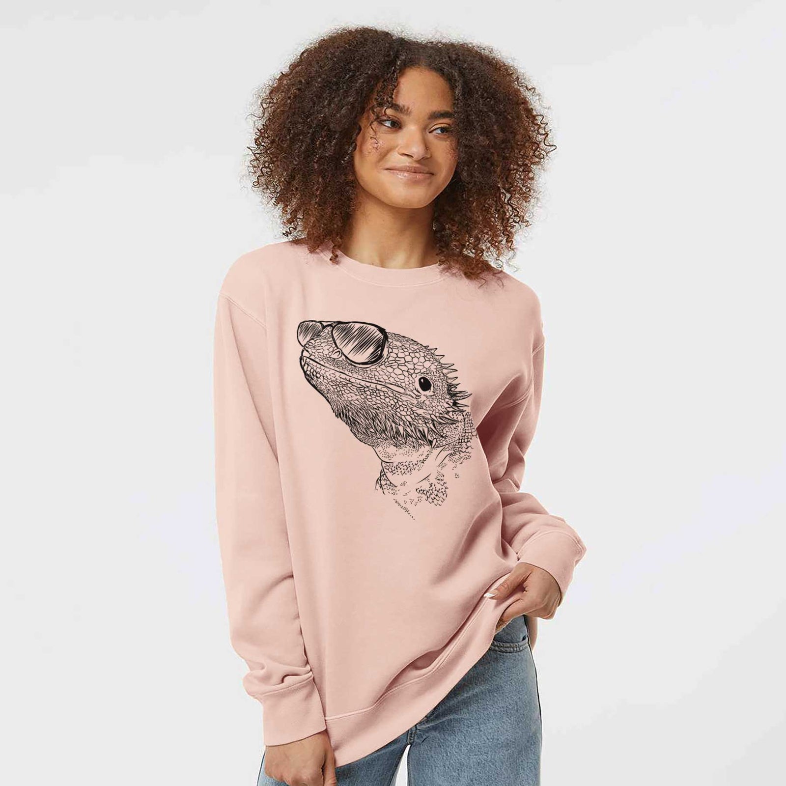 Aviator Ash the Bearded Dragon - Unisex Pigment Dyed Crew Sweatshirt