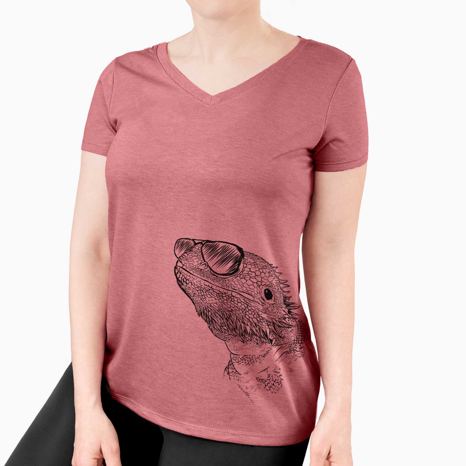 Aviator Ash the Bearded Dragon - Women's V-neck Shirt