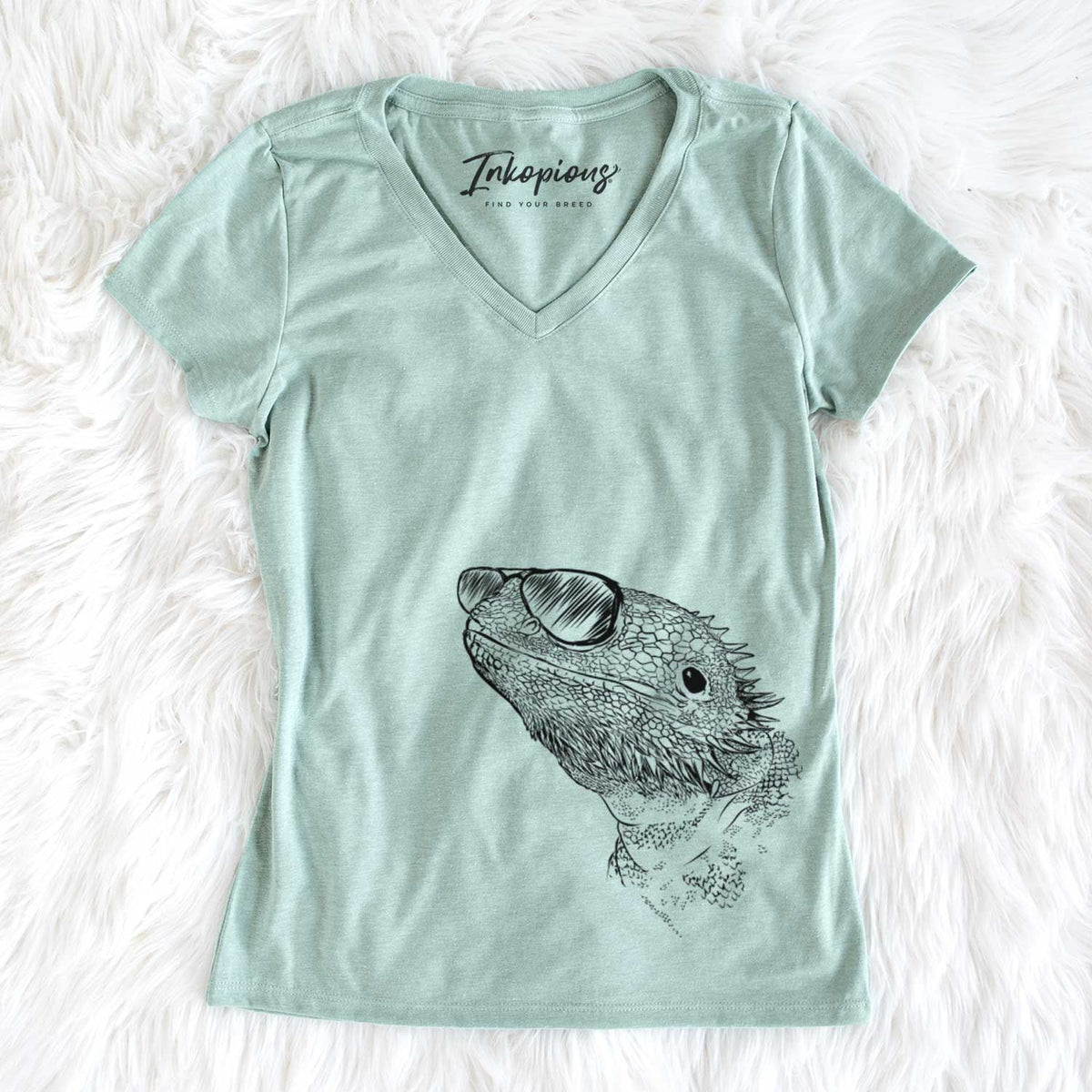 Aviator Ash the Bearded Dragon - Women's V-neck Shirt
