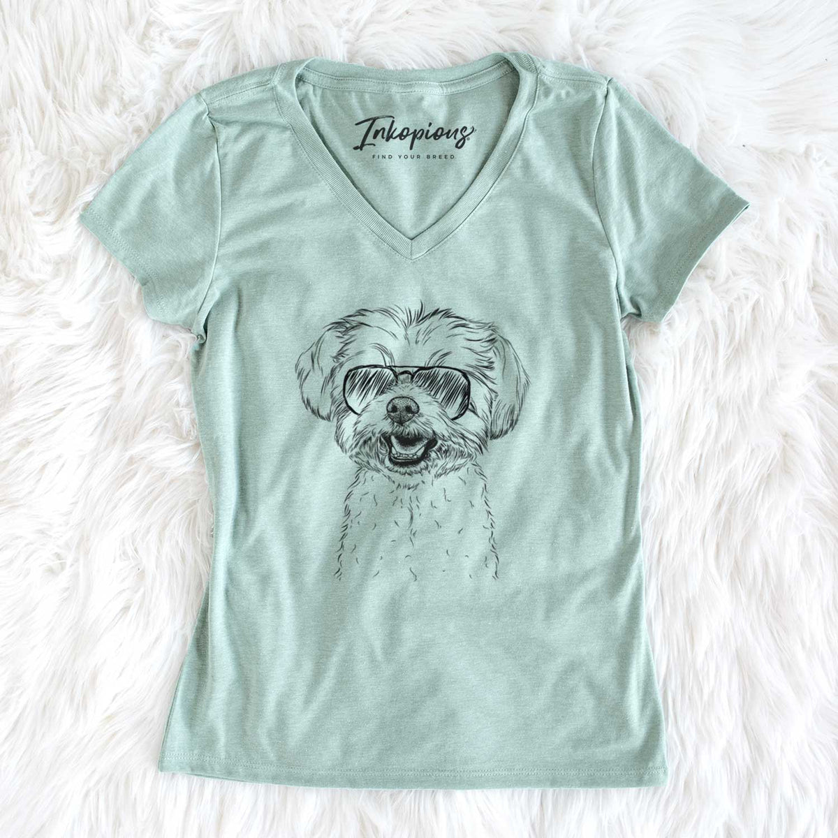 Aviator Aspen the Morkie - Women's V-neck Shirt