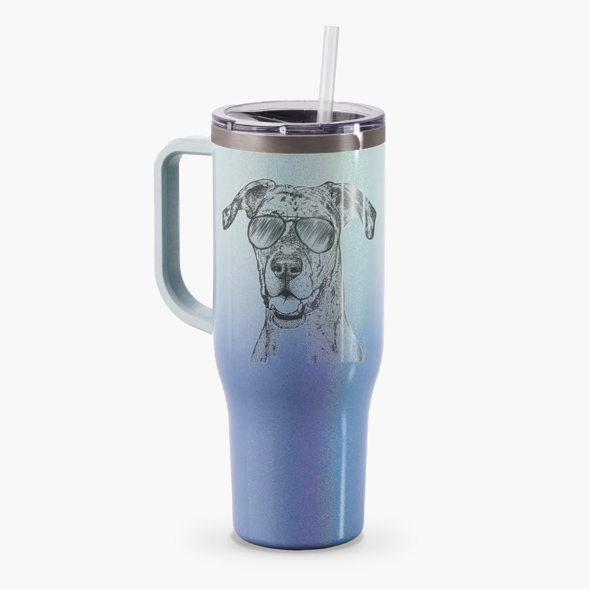 Athena the Merle Great Dane - 40oz Tumbler with Handle