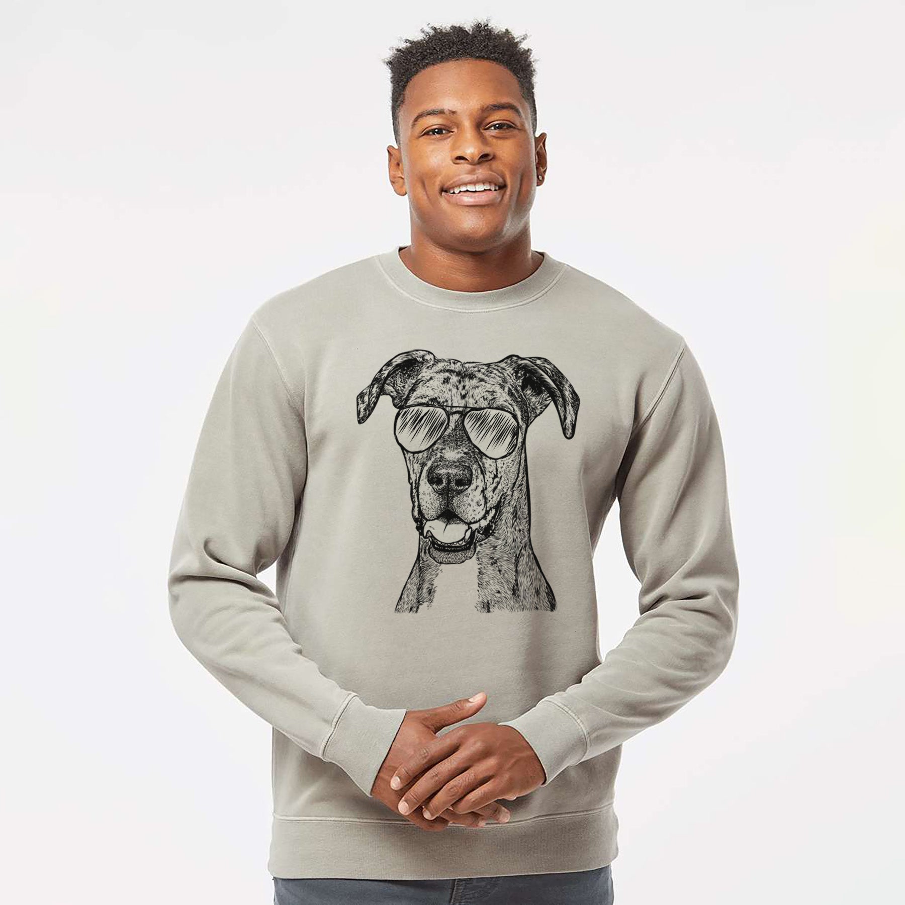 Aviator Athena the Merle Great Dane - Unisex Pigment Dyed Crew Sweatshirt