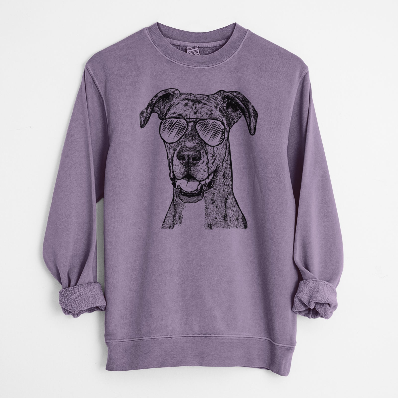 Aviator Athena the Merle Great Dane - Unisex Pigment Dyed Crew Sweatshirt