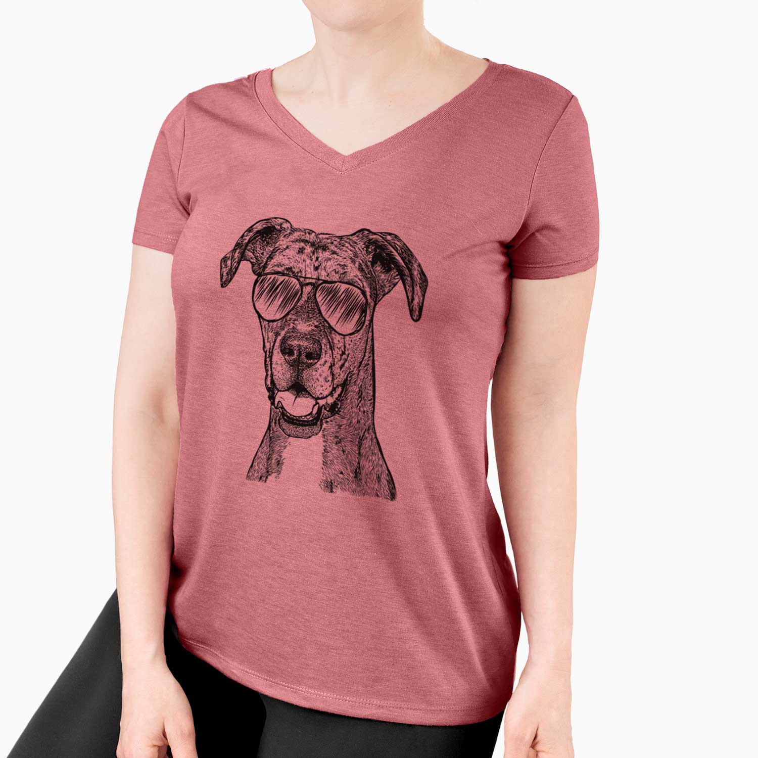 Aviator Athena the Merle Great Dane - Women's V-neck Shirt