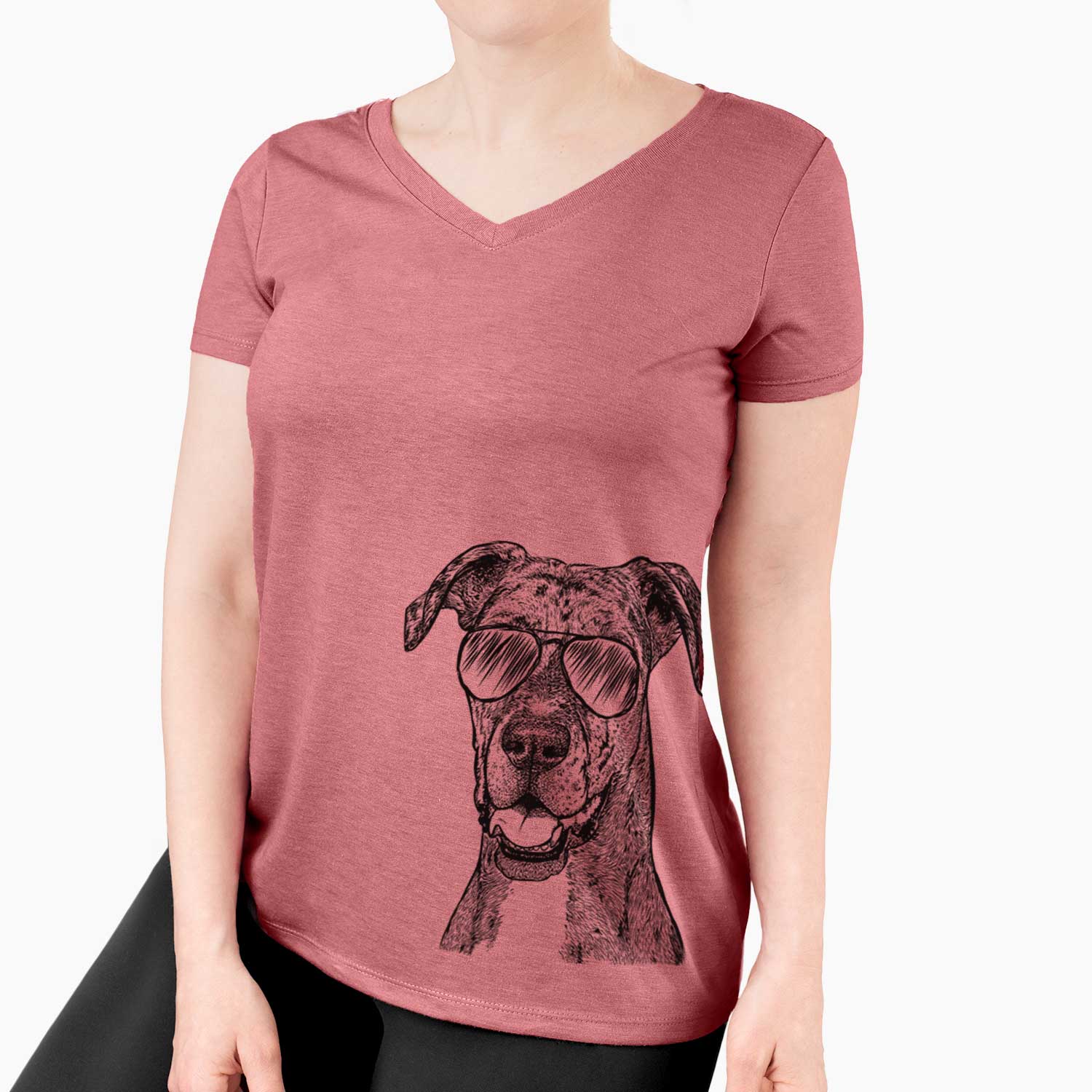 Aviator Athena the Merle Great Dane - Women's V-neck Shirt