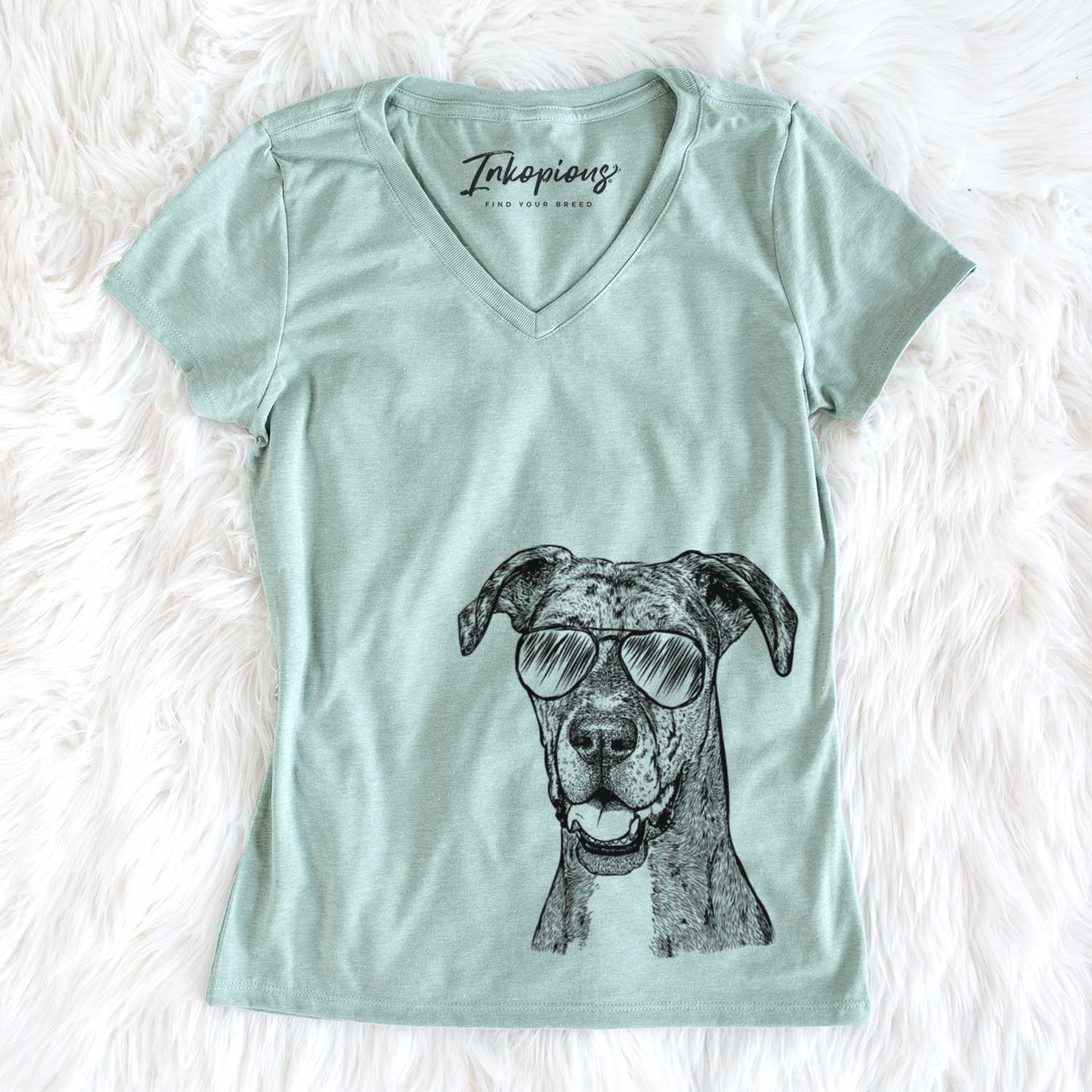 Aviator Athena the Merle Great Dane - Women's V-neck Shirt