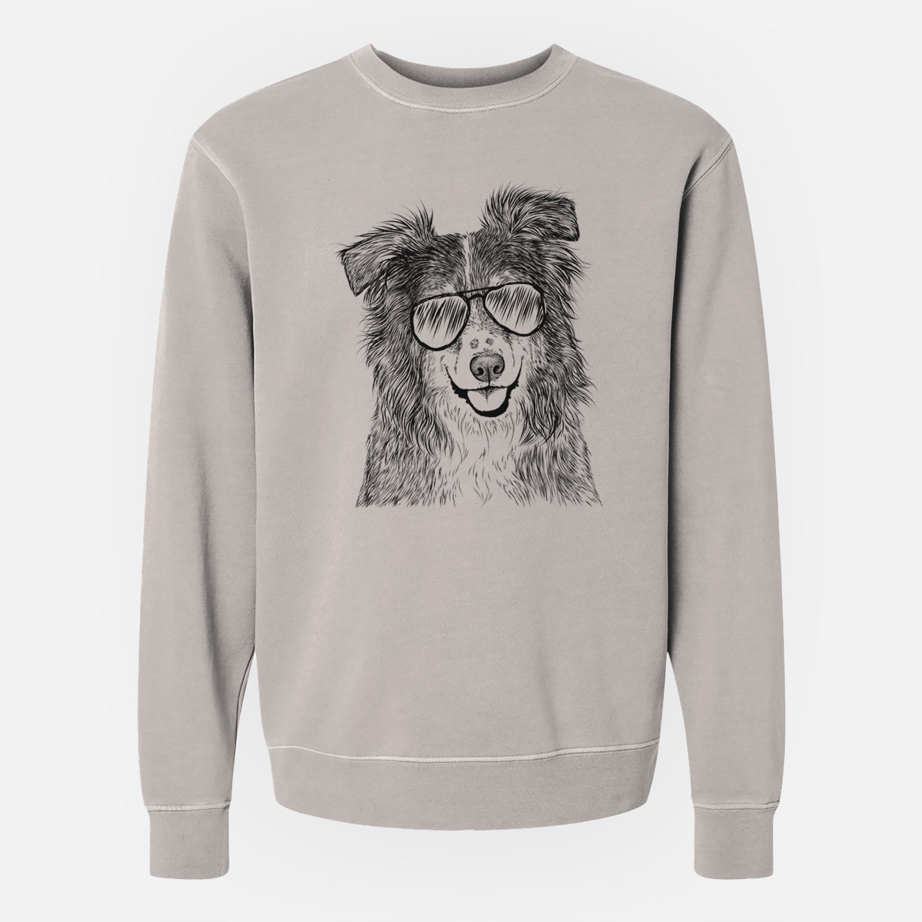 Aviator Aushe the Australian Shepherd - Unisex Pigment Dyed Crew Sweatshirt