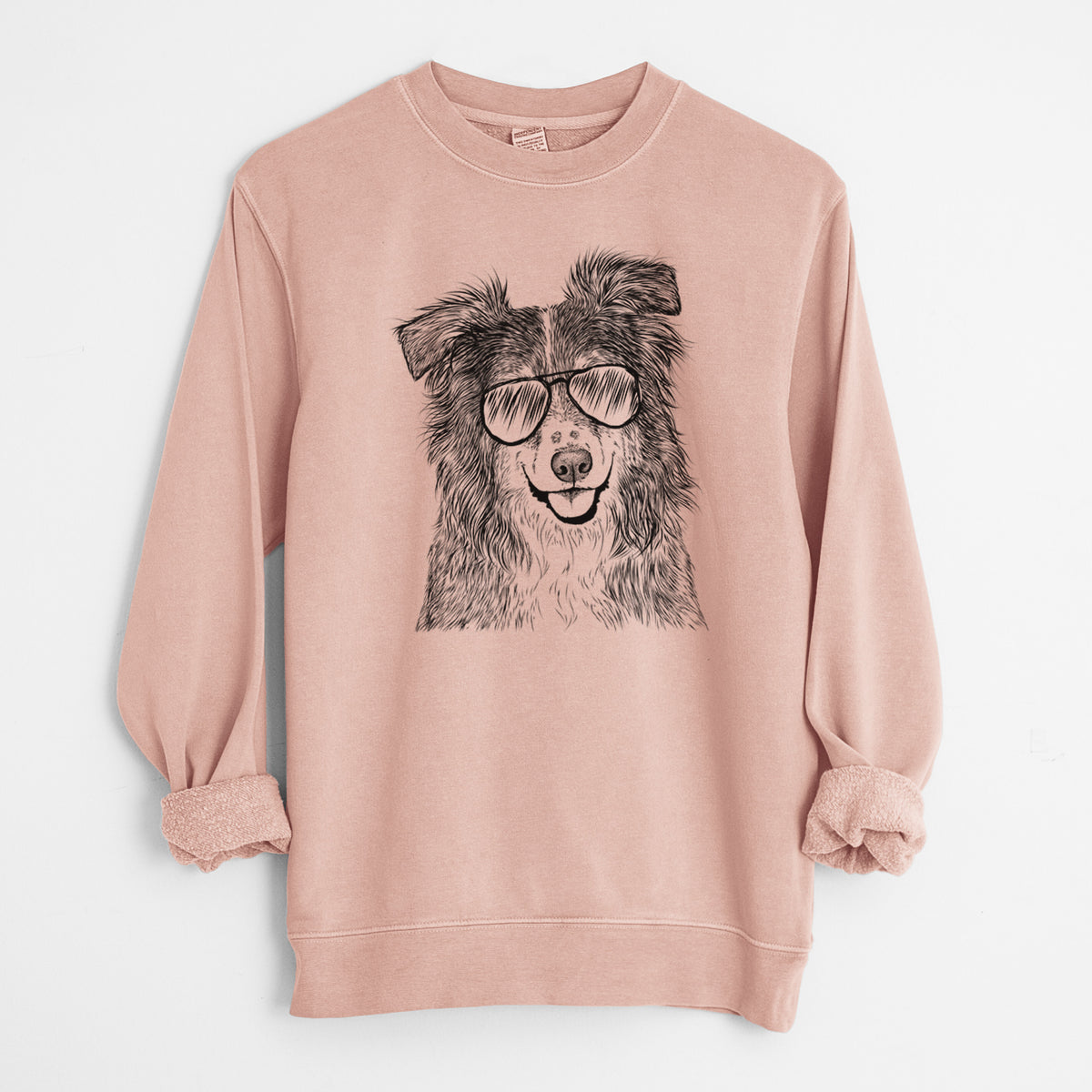 Aviator Aushe the Australian Shepherd - Unisex Pigment Dyed Crew Sweatshirt