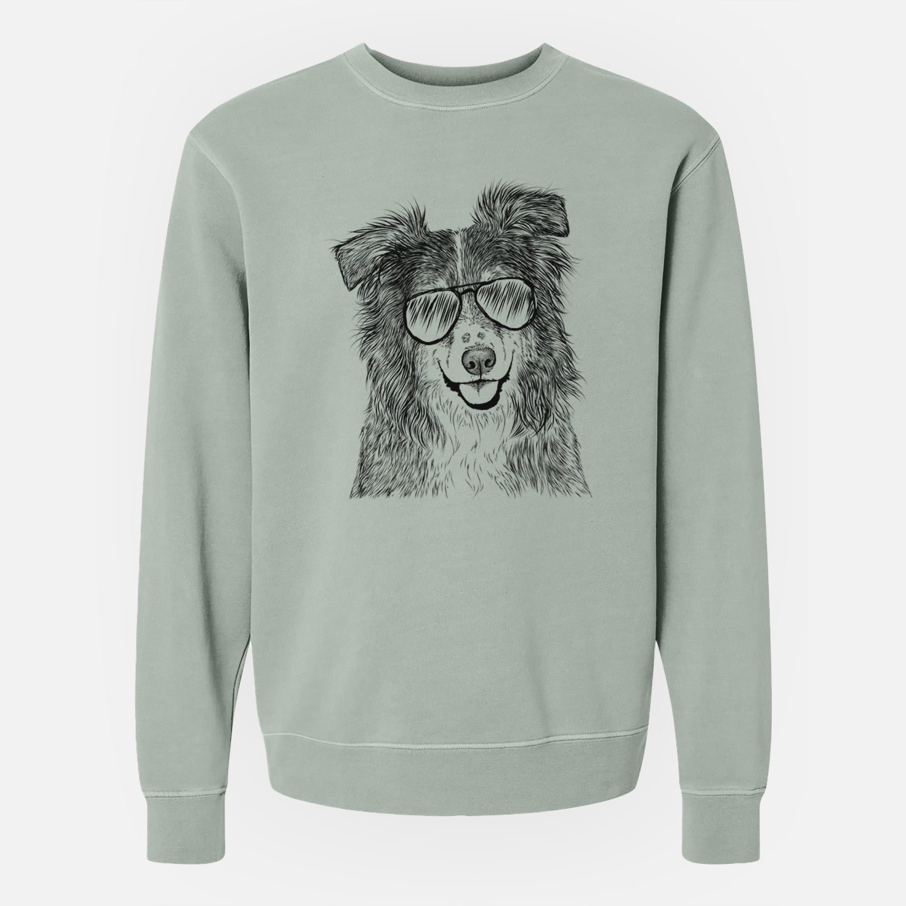 Aviator Aushe the Australian Shepherd - Unisex Pigment Dyed Crew Sweatshirt