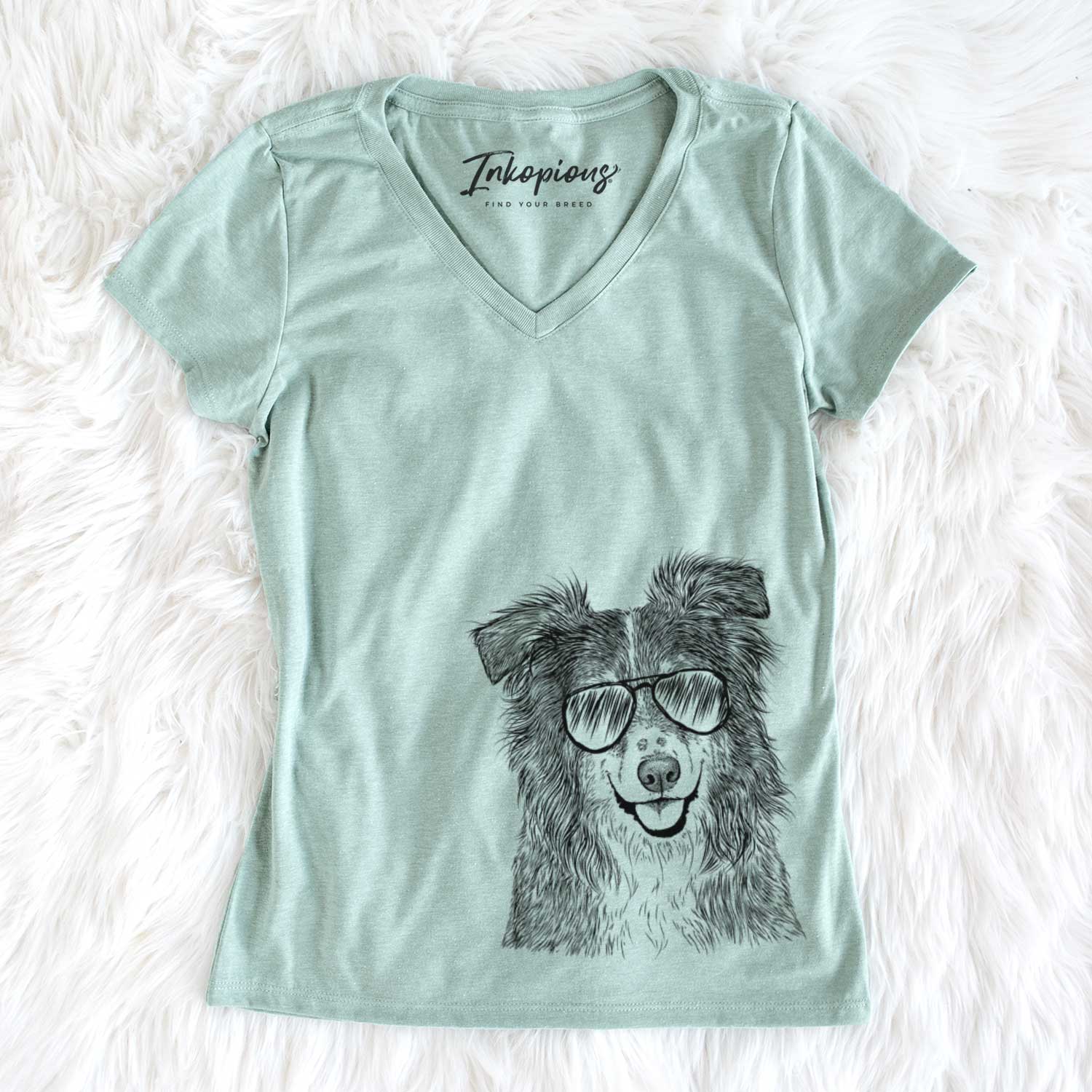 Aviator Aushe the Australian Shepherd - Women's V-neck Shirt