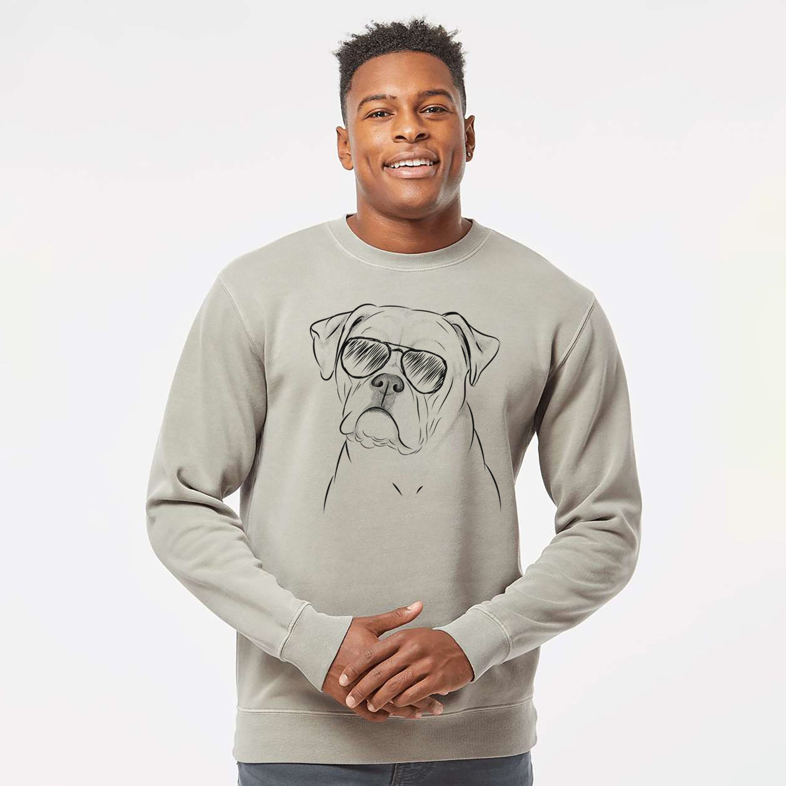 Aviator Babe the AmericanBulldog - Unisex Pigment Dyed Crew Sweatshirt