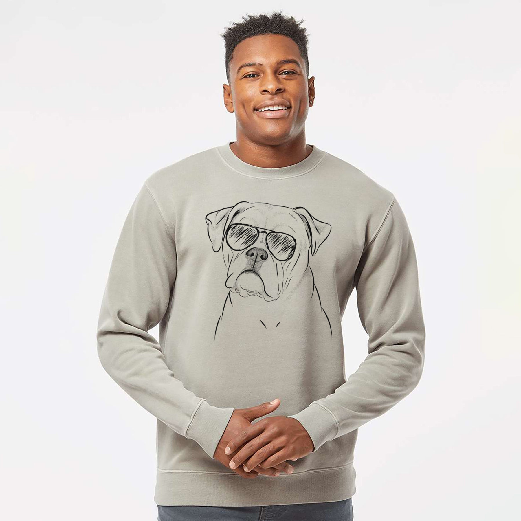 Aviator Babe the AmericanBulldog - Unisex Pigment Dyed Crew Sweatshirt