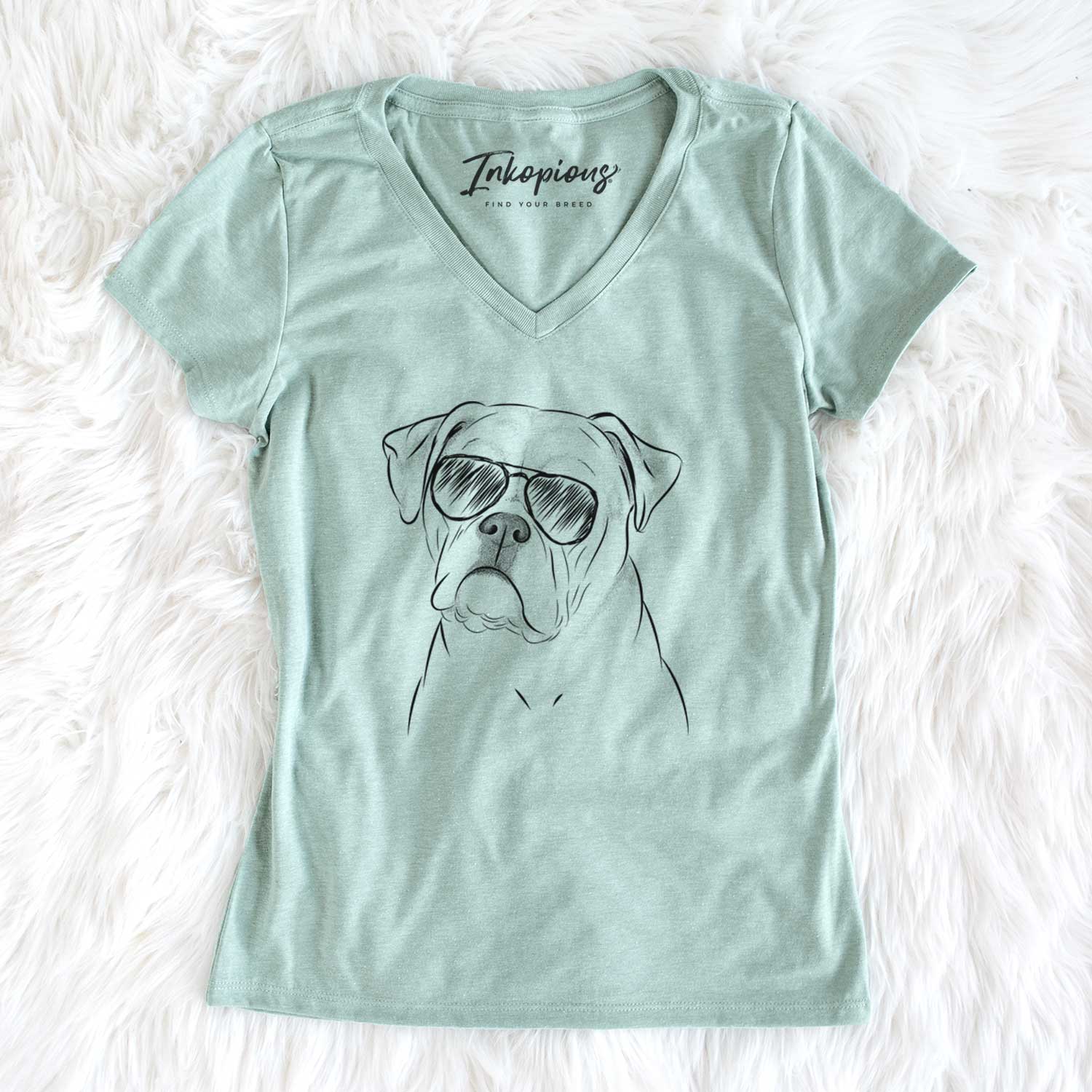 Aviator Babe the AmericanBulldog - Women's V-neck Shirt
