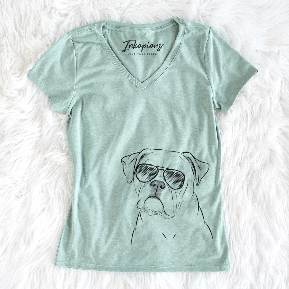 Aviator Babe the AmericanBulldog - Women's V-neck Shirt