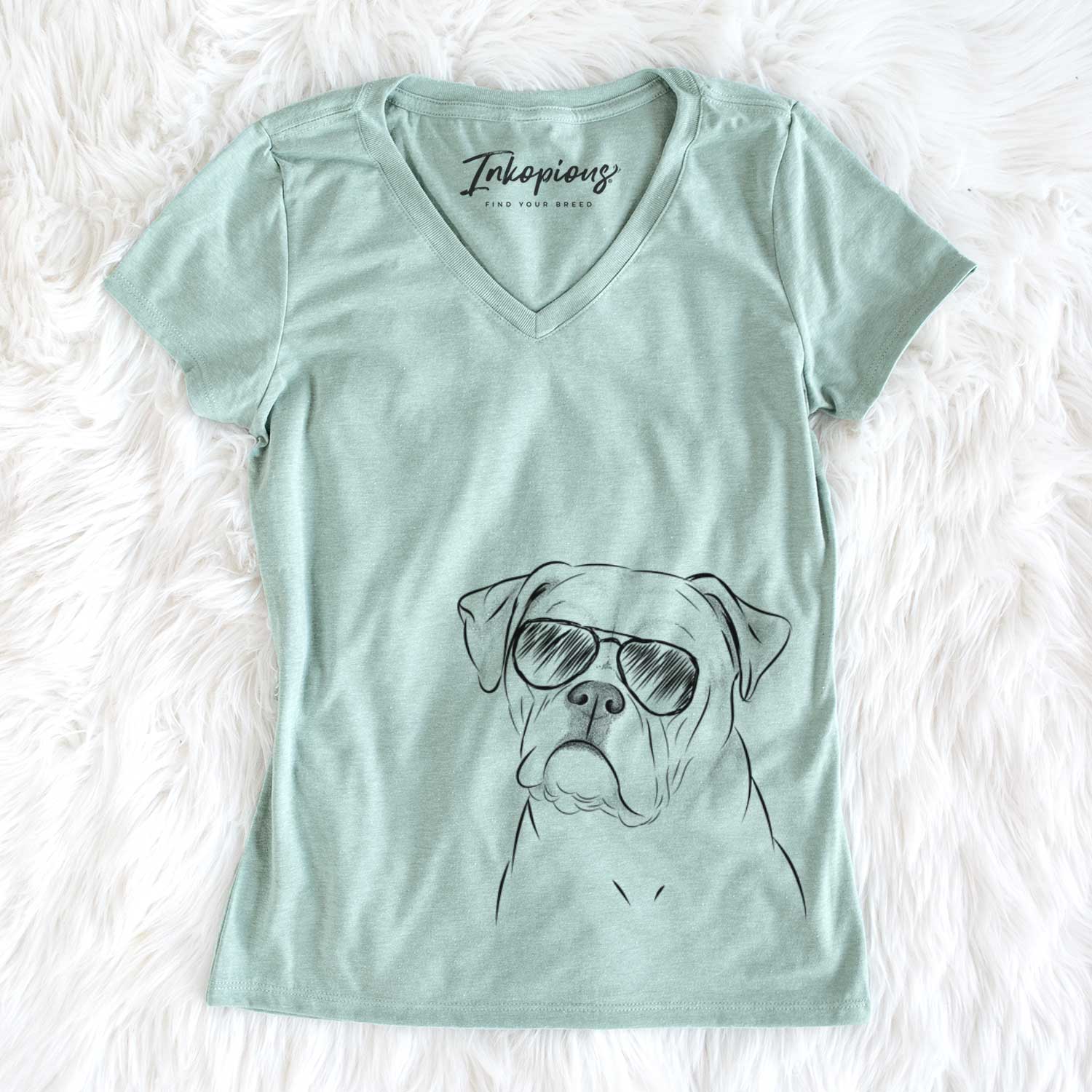Aviator Babe the AmericanBulldog - Women's V-neck Shirt