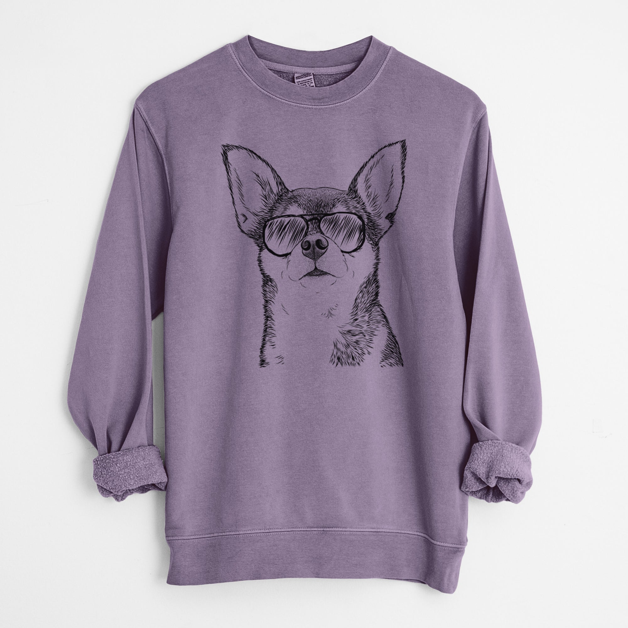 Aviator Baby the Chihuahua - Unisex Pigment Dyed Crew Sweatshirt