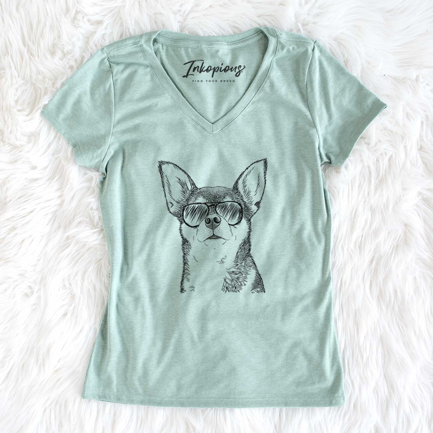 Aviator Baby the Chihuahua - Women's V-neck Shirt