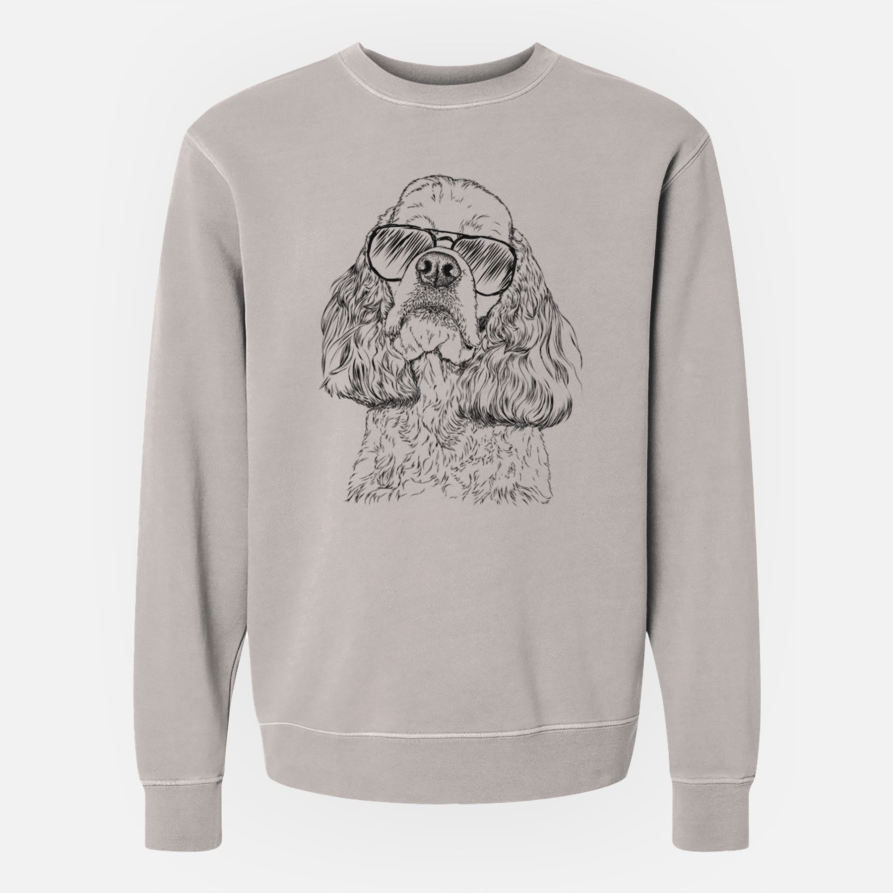 Aviator Bailey the American Cocker Spaniel - Unisex Pigment Dyed Crew Sweatshirt